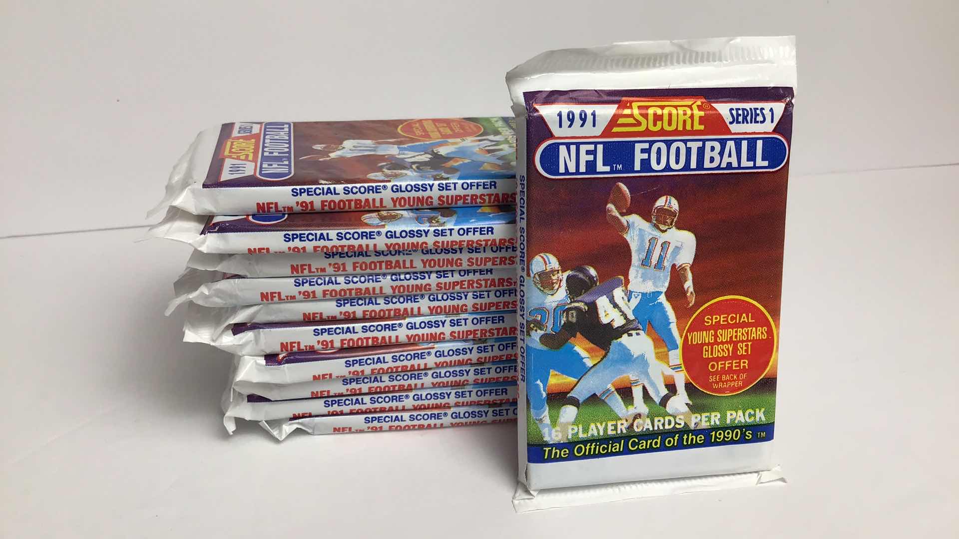 Photo 1 of $60 11 SEALED PACKS OF SCORE 1991 SERIES 1 NFL TRADING CARDS*