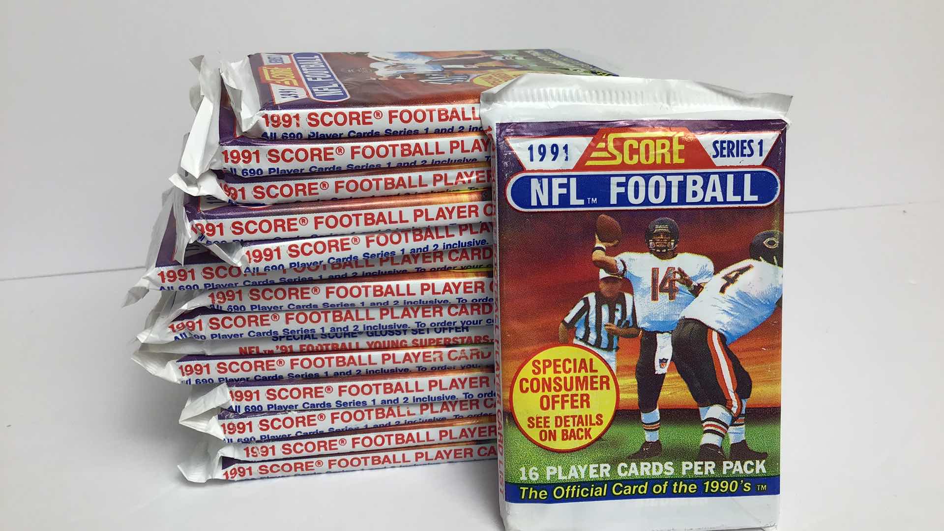 Photo 1 of $100 15 SEALED PACKS OF SCORE 1991 SERIES 1 NFL TRADING CARDS*