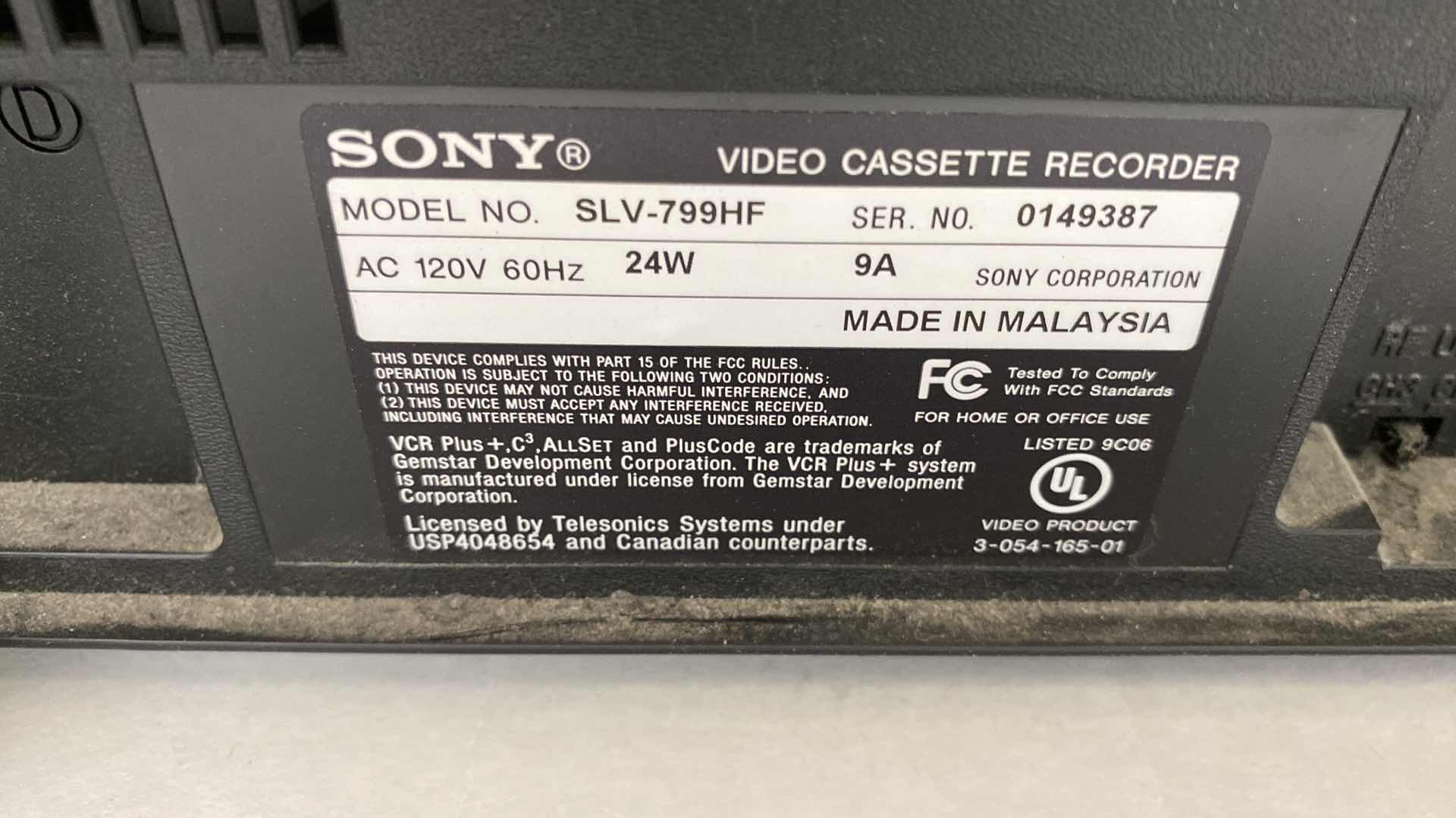 Photo 4 of SONY VIDEO CASSETTE RECORDER PLAYER
