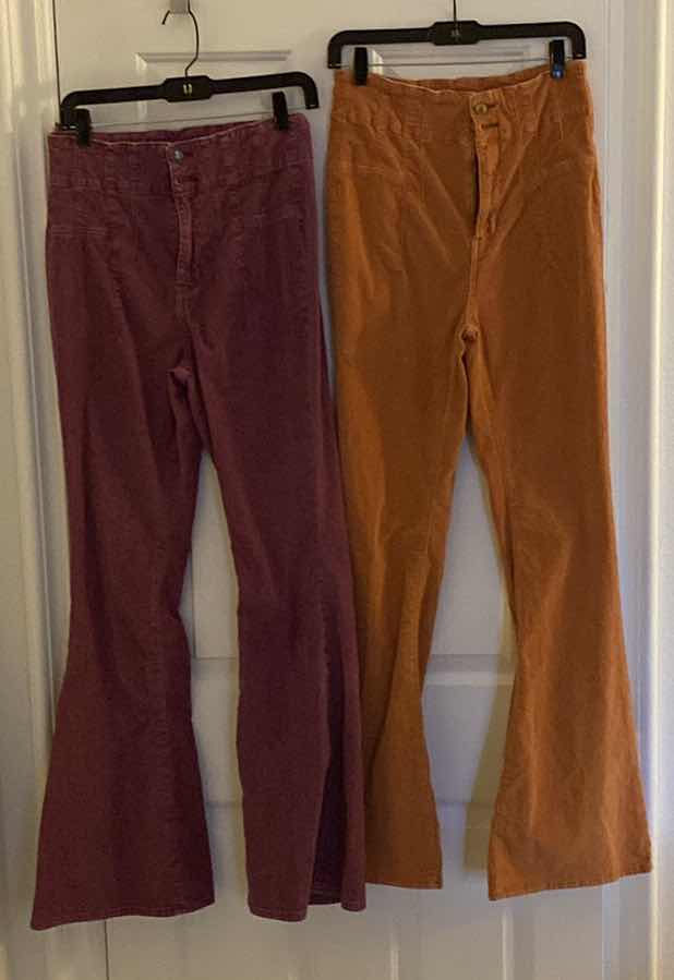 Photo 1 of 2-WOMENS SIZE 29 FREE PEOPLE HIGH RISE CORDUROY FLARE JEANS BERRY AND RUST COLORS