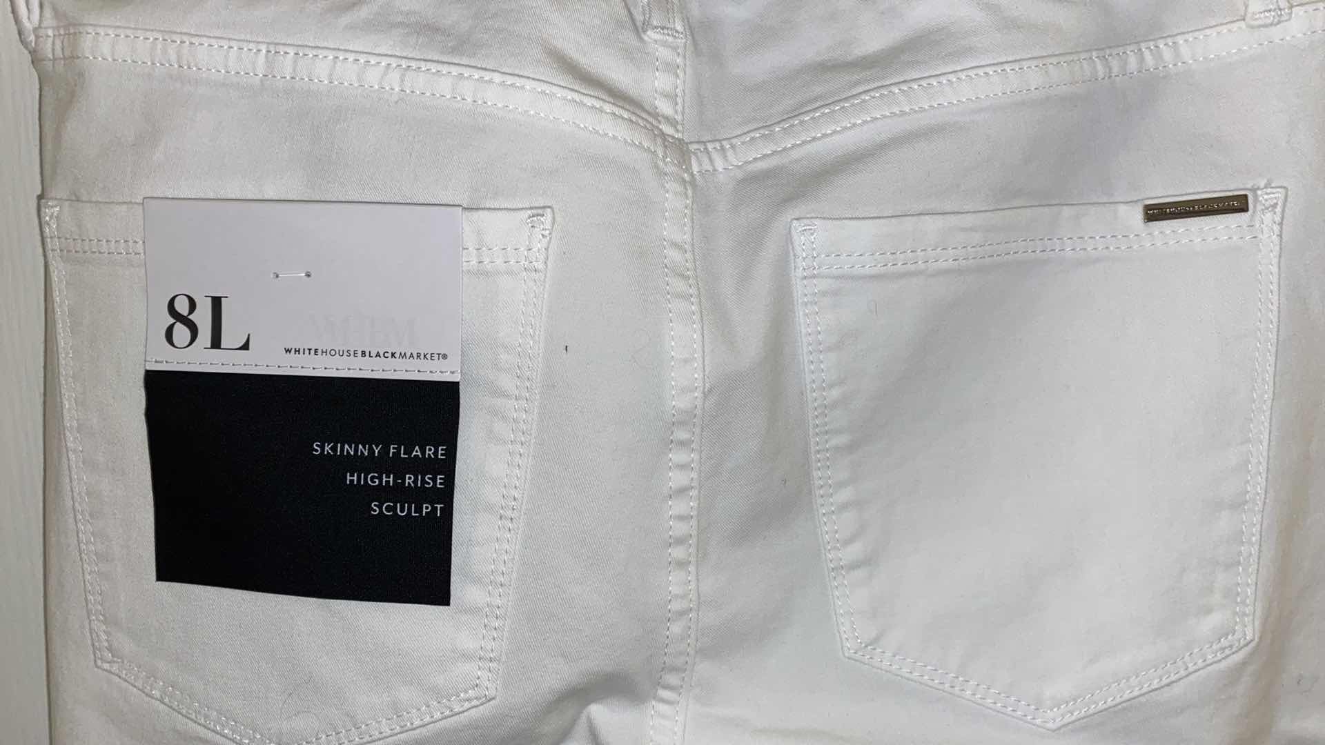 Photo 5 of WOMENS NWT SIZE 8 LONG WHITE HOUSE BLACK MARKET SCULPT HIGH RISE WHITE SKINNY FLARE JEANS