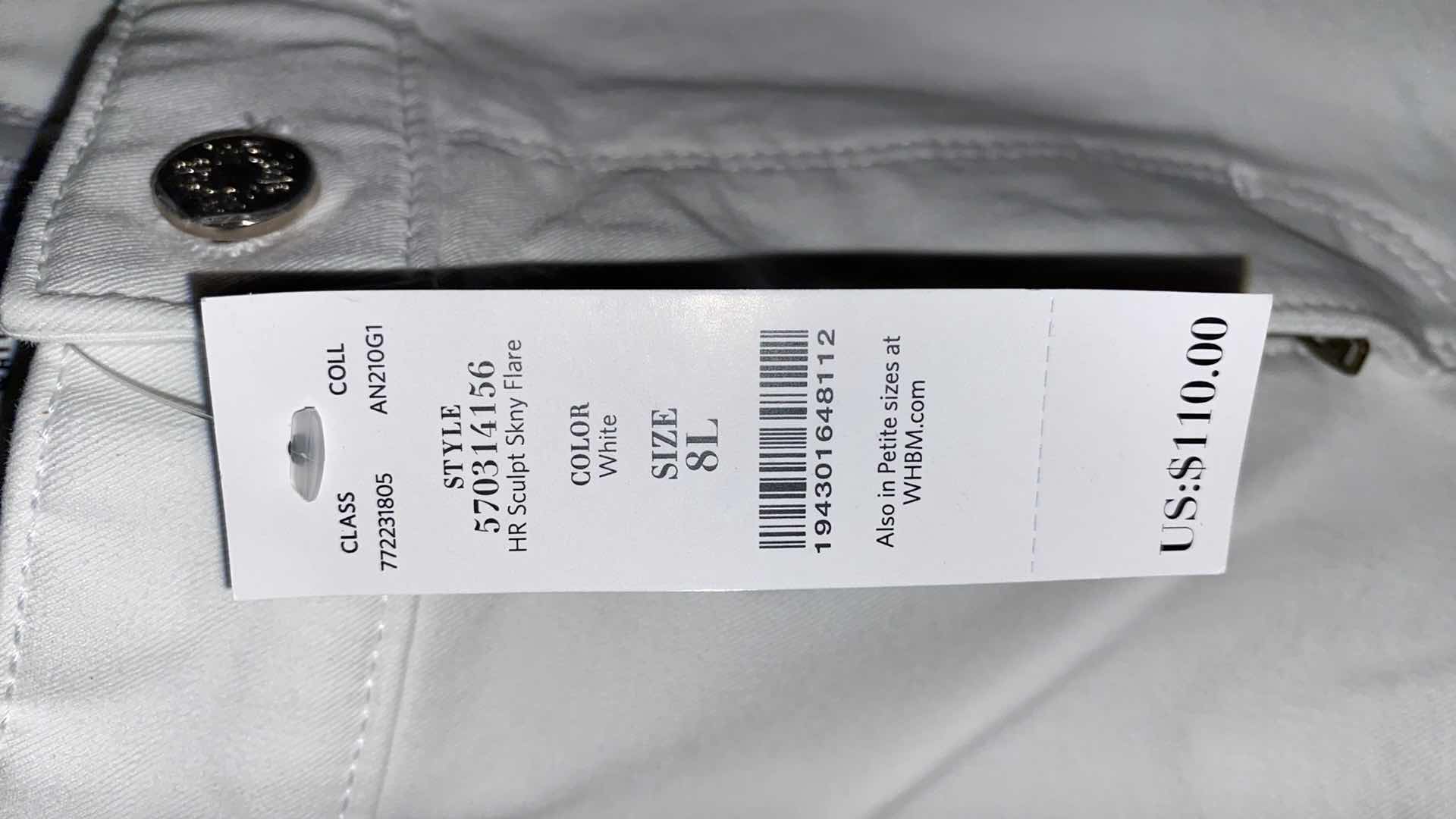 Photo 2 of WOMENS NWT SIZE 8 LONG WHITE HOUSE BLACK MARKET SCULPT HIGH RISE WHITE SKINNY FLARE JEANS