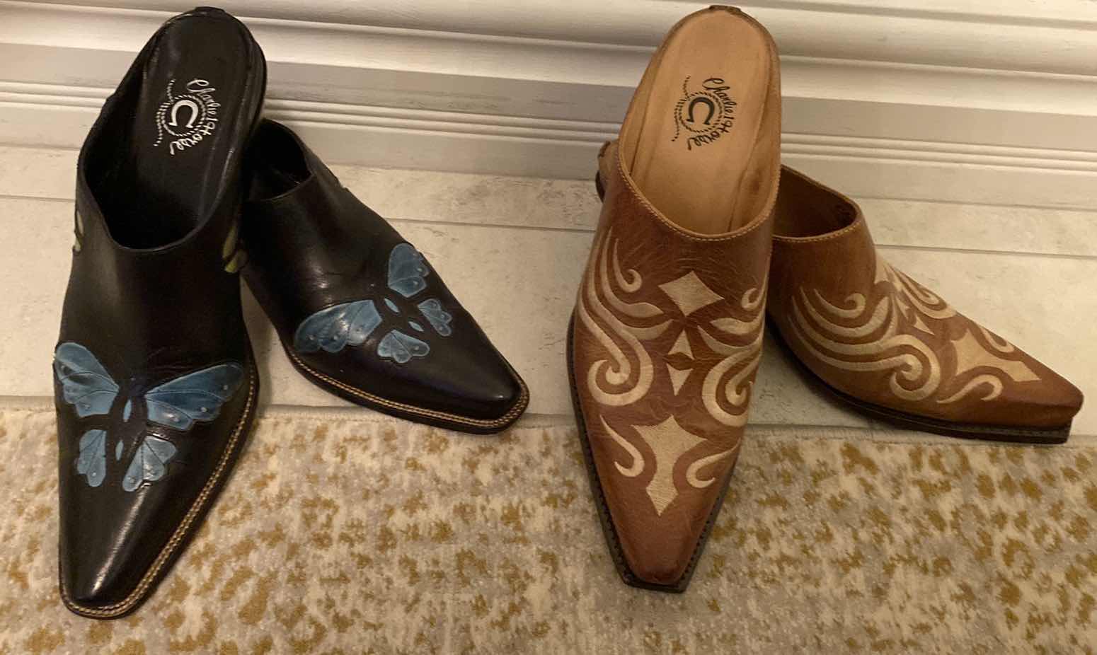Photo 1 of 2 PAIRS WOMENS SIZE 10 CHARLIE 1 HORSE MULES ORIGINALLY $175 EACH