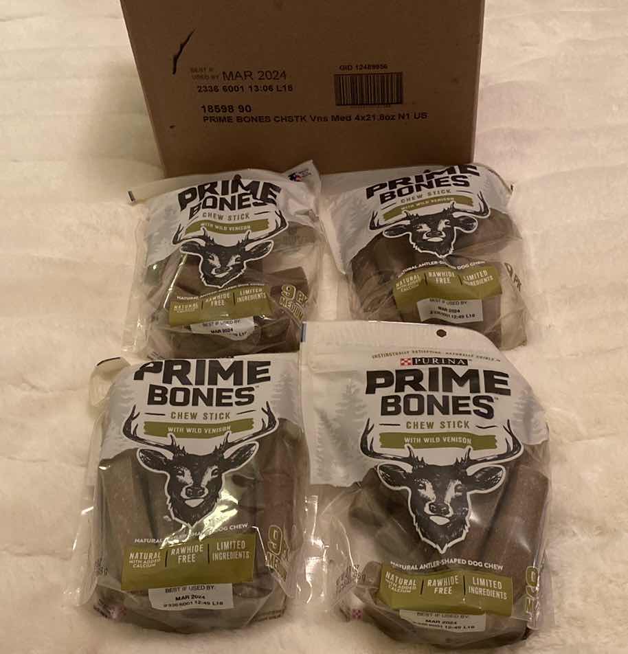 Photo 1 of 4 BAGS PURINA PRIME BONES 9 PK. 21.8 oz. BEST USED BY MARCH 2024