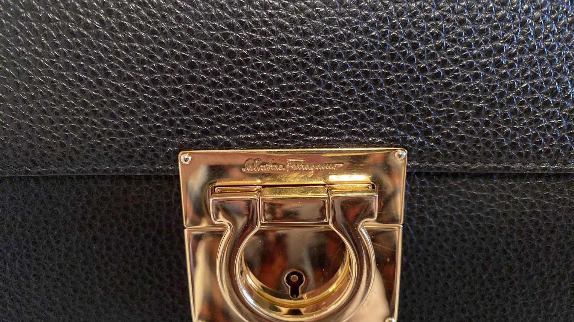 Photo 4 of AUTHENTIC SALVATORE FERRAGAMO MARISOL NERO CALF AND NERO SKIN HANDBAG WITH BOX, FINAL SALE, NOT REFUNDABLE 10 1/2” x 3” H8 1/4”