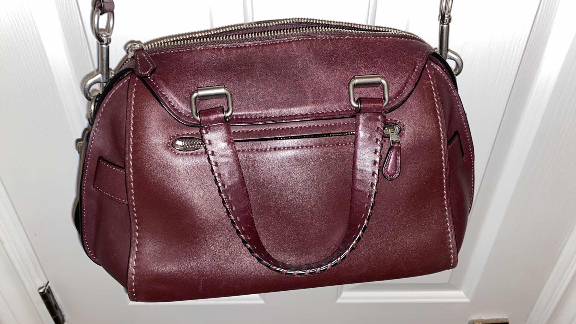 Photo 7 of $869 AUTHENTIC COACH ACE SATCHEL IN BURGUNDY WITH STRAP, WHIPSTITCHED HANDLES AND GUNMETAL HARDWARE INCLUDES DUSTBAG- NON RETURABLE - FINAL SALE
