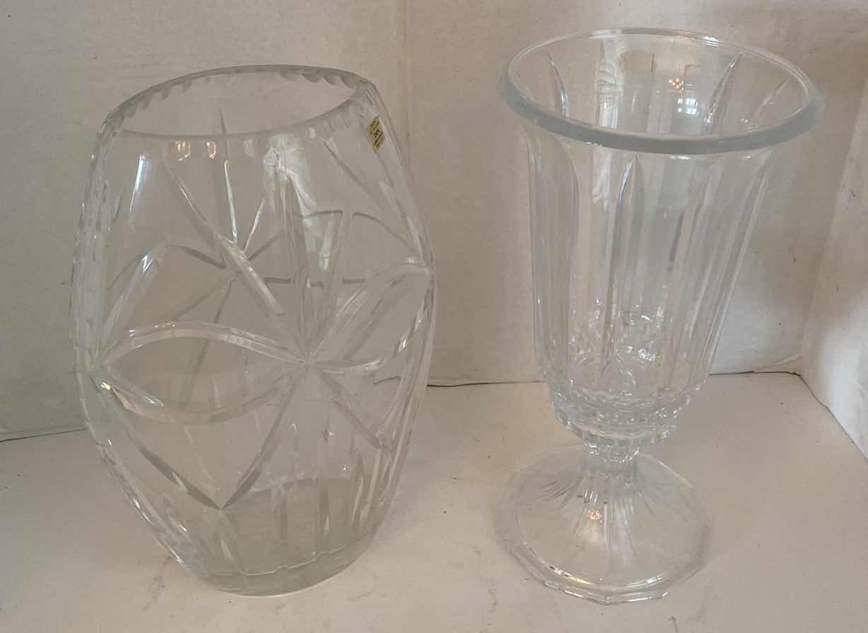 Photo 1 of LEADED GLASS VASE AND CANDLE HOLDER H 12”