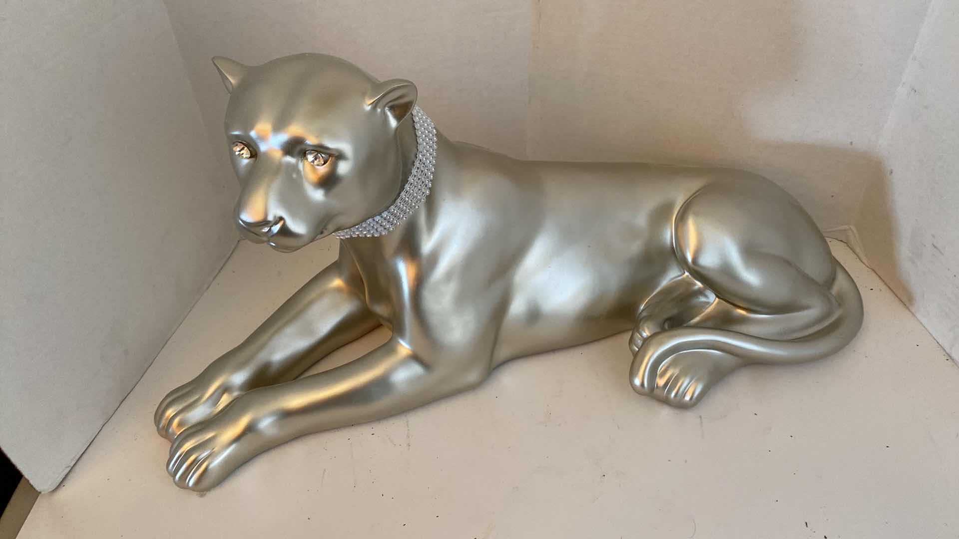 Photo 1 of SILVER TONE JAGUAR FIGURINE 22” x 10 1/2”