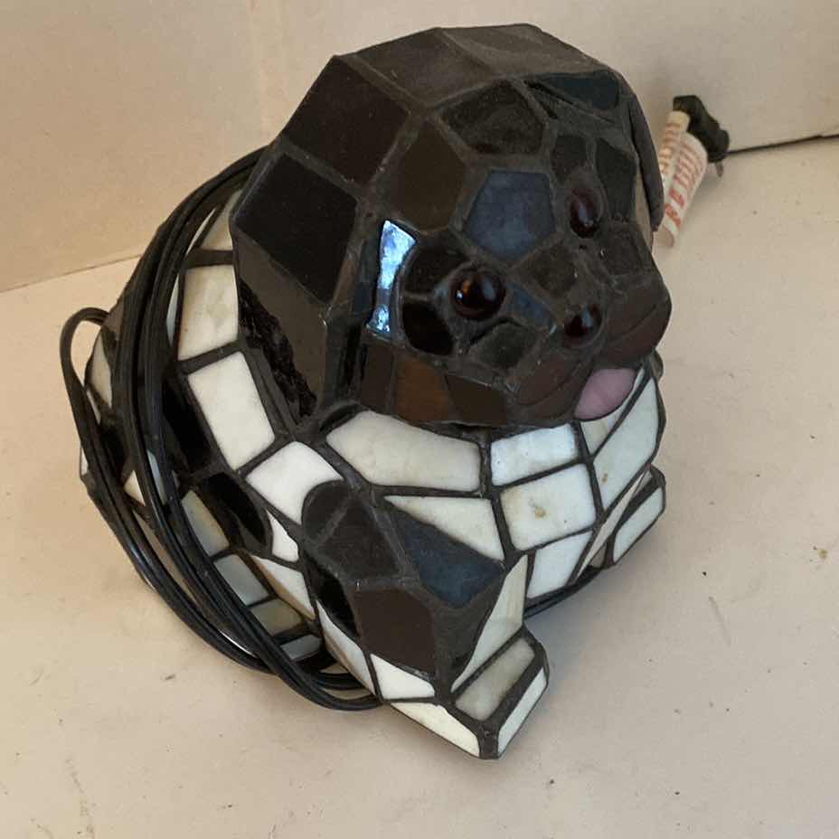 Photo 1 of STAINED GLASS DOG LAMP 7” x 8 1/2”