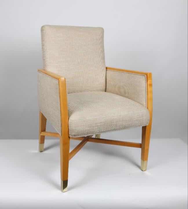 Photo 1 of LIGHT CREME CANVAS FABRIC ARMCHAIR H37”