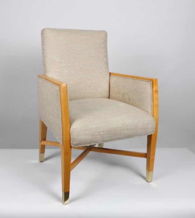 Photo 2 of LIGHT CREME CANVAS FABRIC ARMCHAIR H37”