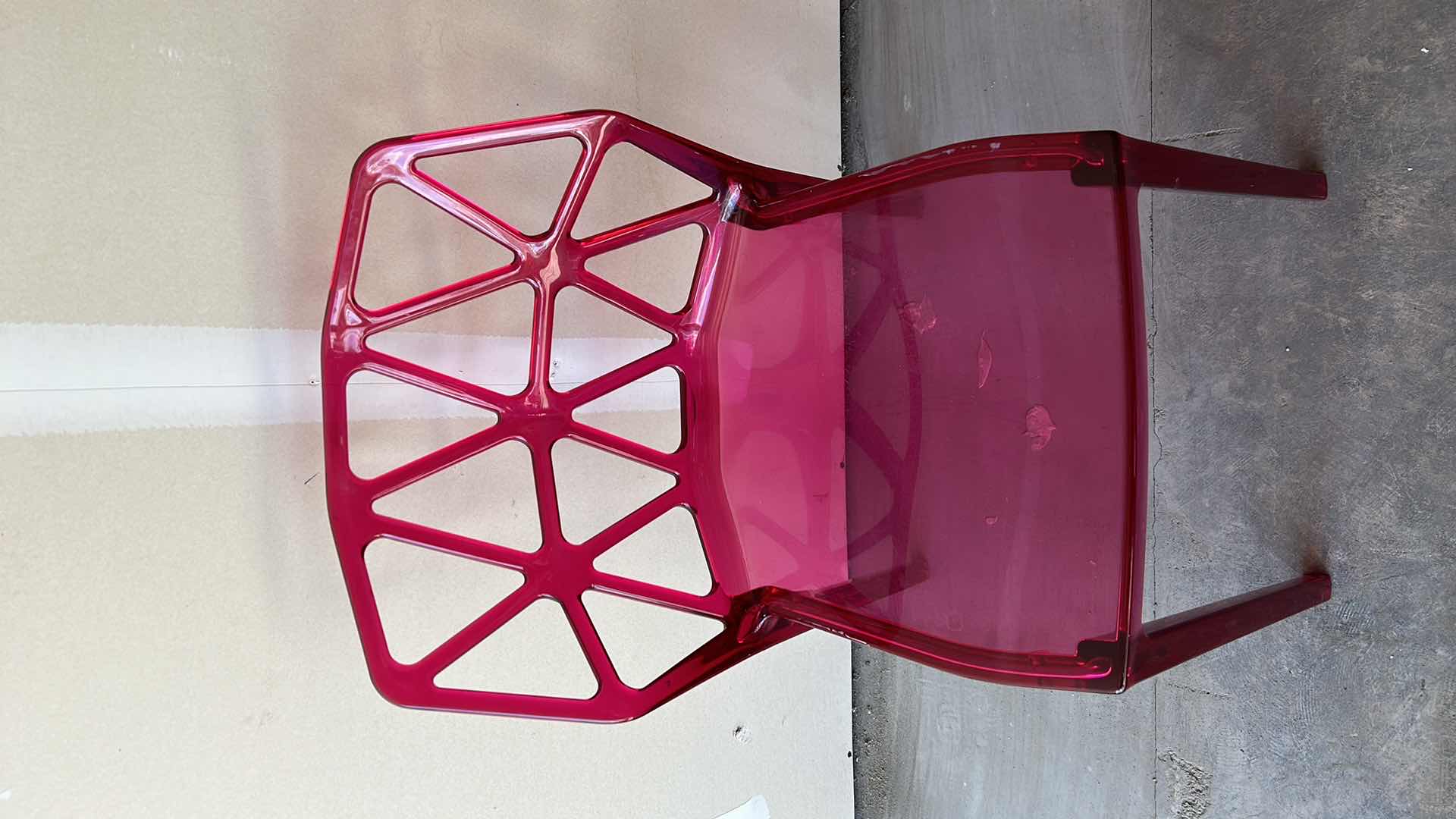 Photo 2 of PINK ACRYLIC CHAIR H31”