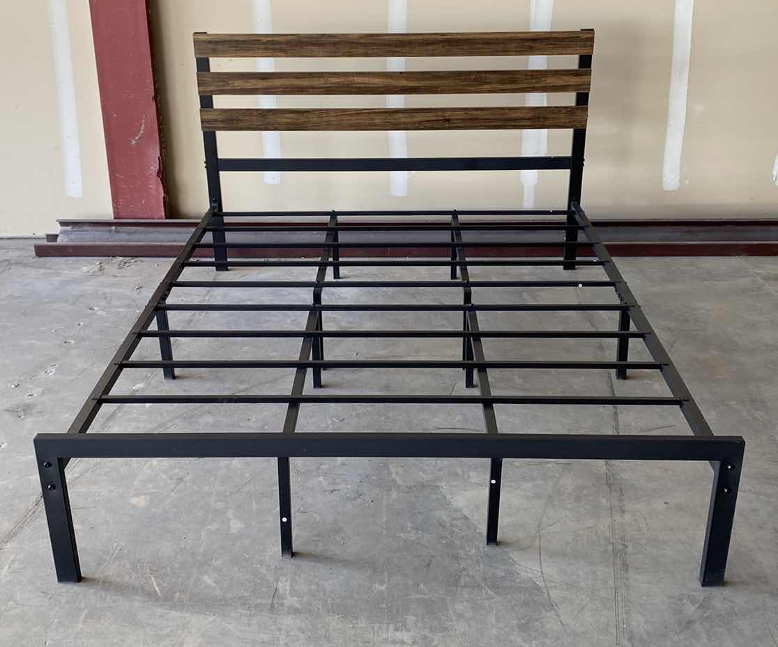 Photo 1 of ALUMINUM-BED FRAME WITH WOOD SLAT  HEADBOARD 62“ x 82“ H 40”