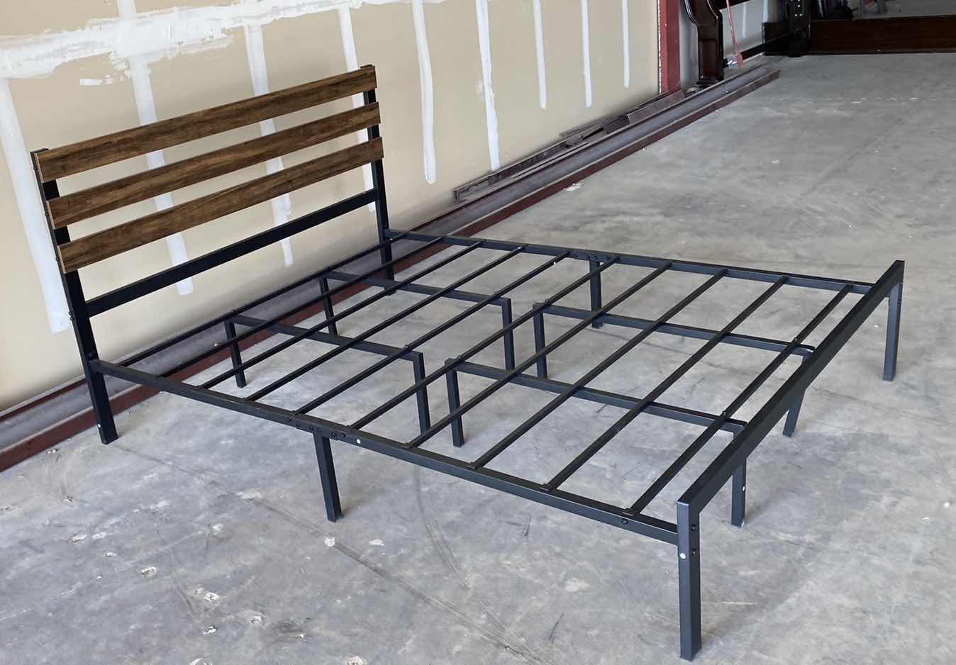 Photo 2 of ALUMINUM-BED FRAME WITH WOOD SLAT  HEADBOARD 62“ x 82“ H 40”