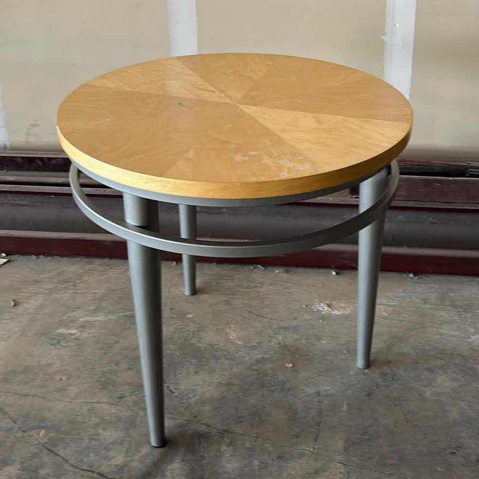 Photo 1 of METAL AND WOOD ACCENT TABLE  24” ROUND X H23”