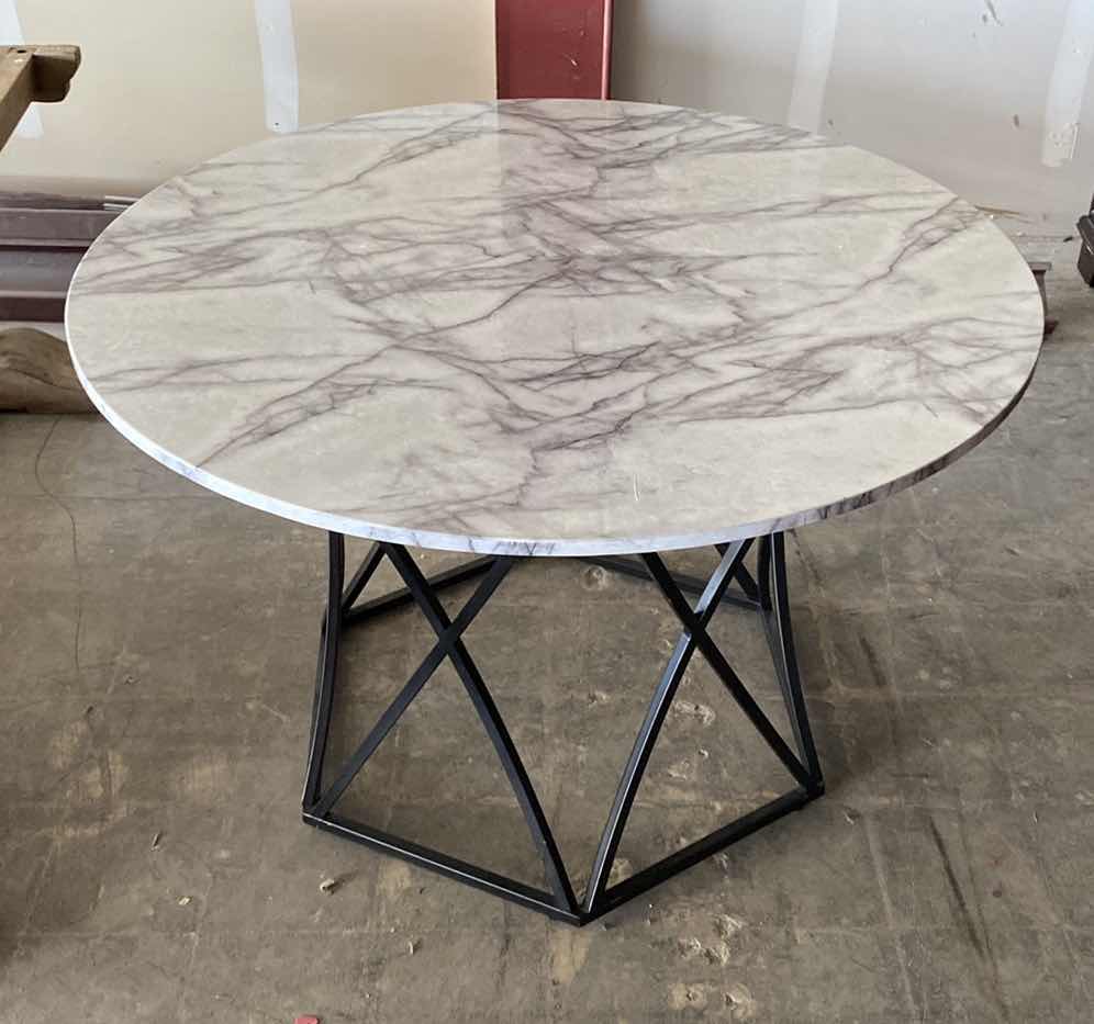 Photo 1 of ROUND THAT N MARBLE TOP TABLE 48” DIAMETER H 30”