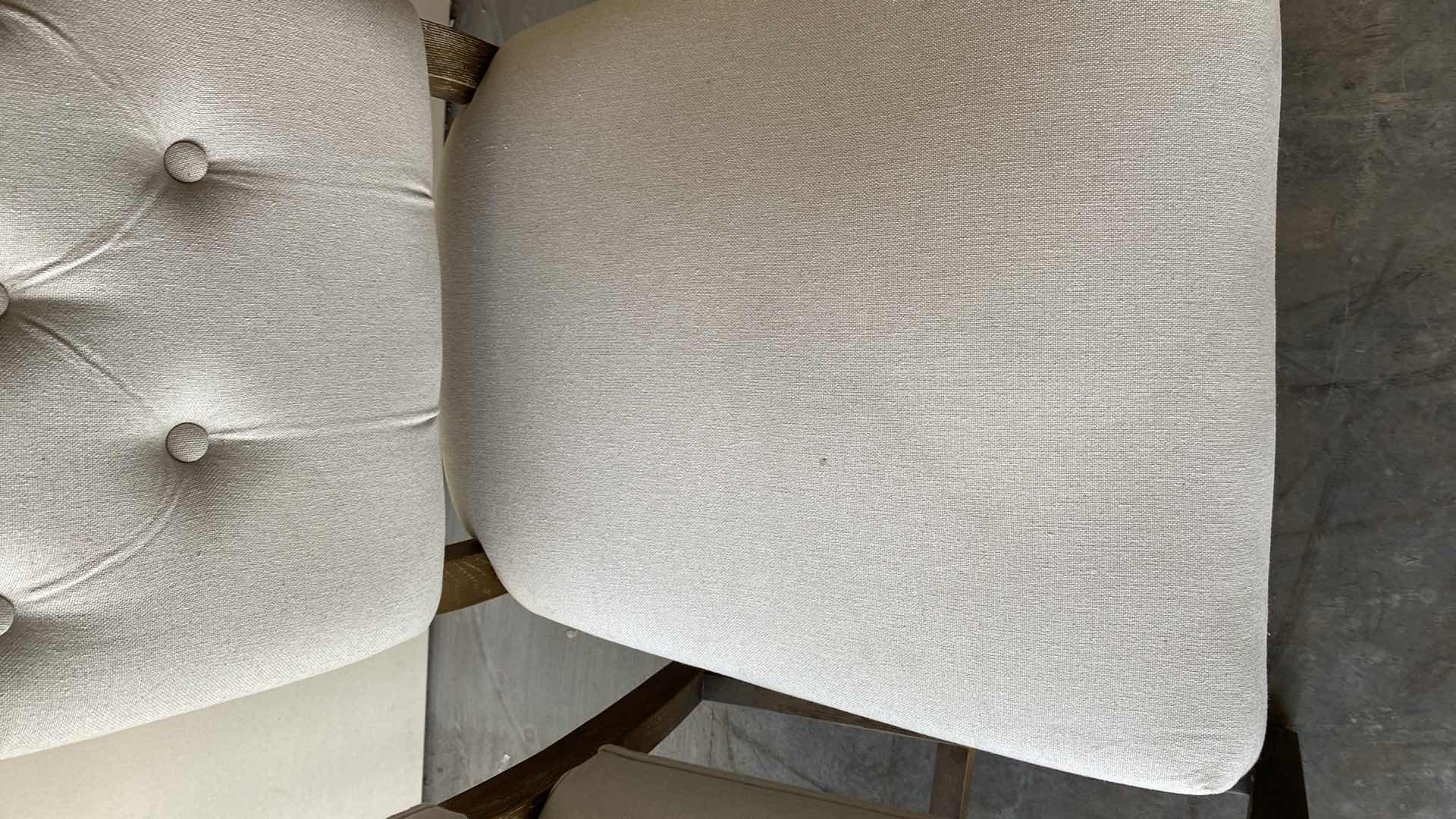 Photo 6 of PAIR OF LINEN FABRIC CHAIRS H 44 1/2” note- need cleaning