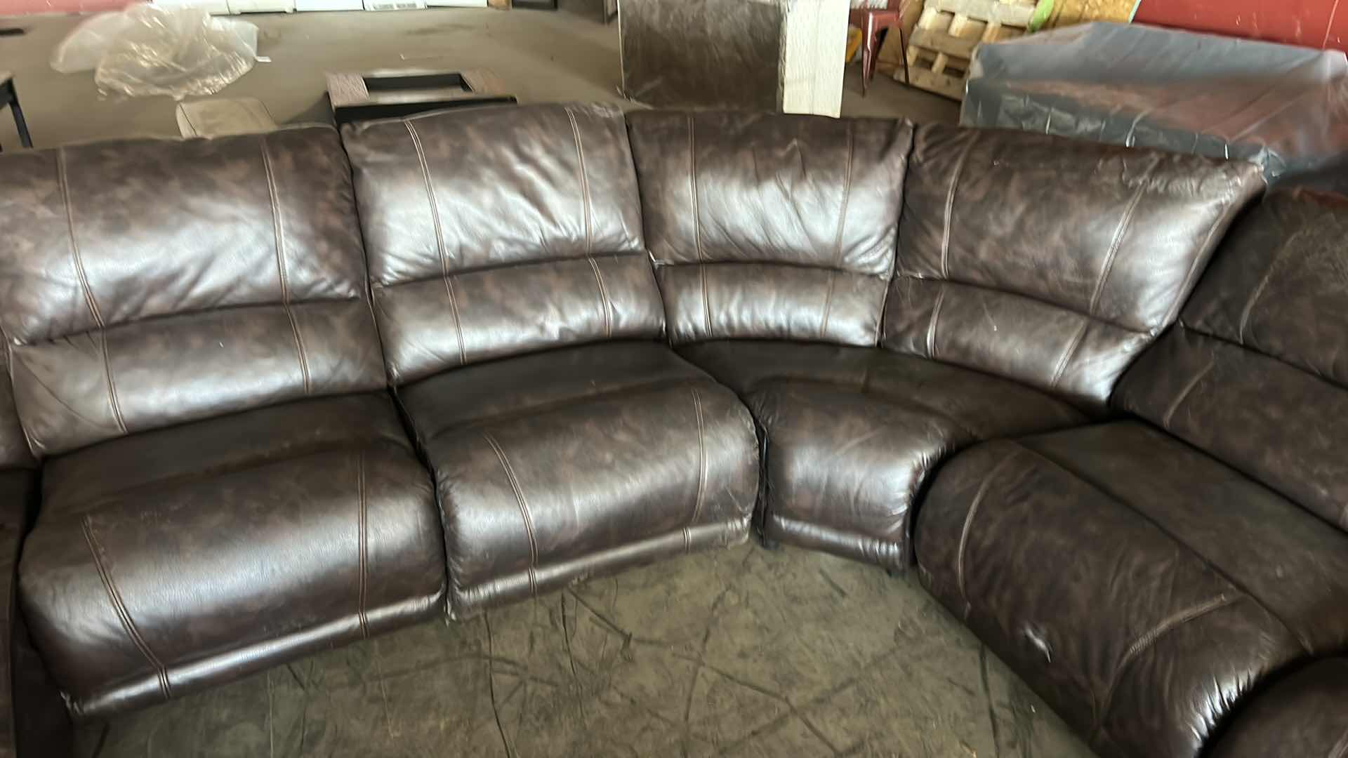 Photo 3 of VERY LARGE BROWN LEATHER 6 PC SOFA SET 12’ x 6’