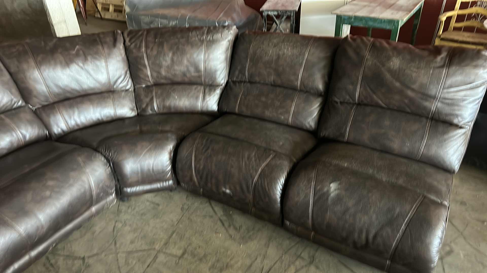 Photo 4 of VERY LARGE BROWN LEATHER 6 PC SOFA SET 12’ x 6’