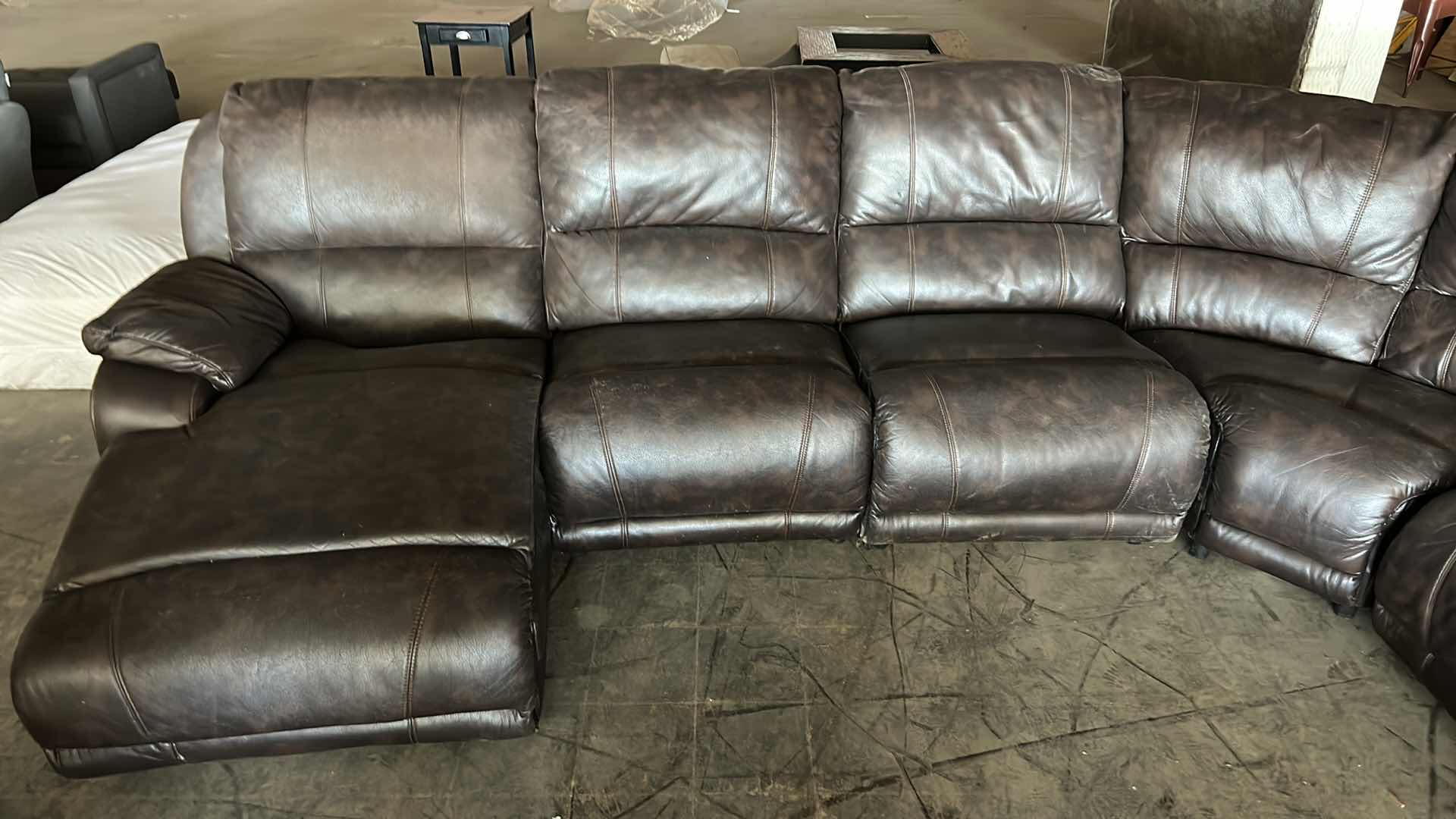 Photo 2 of VERY LARGE BROWN LEATHER 6 PC SOFA SET 12’ x 6’