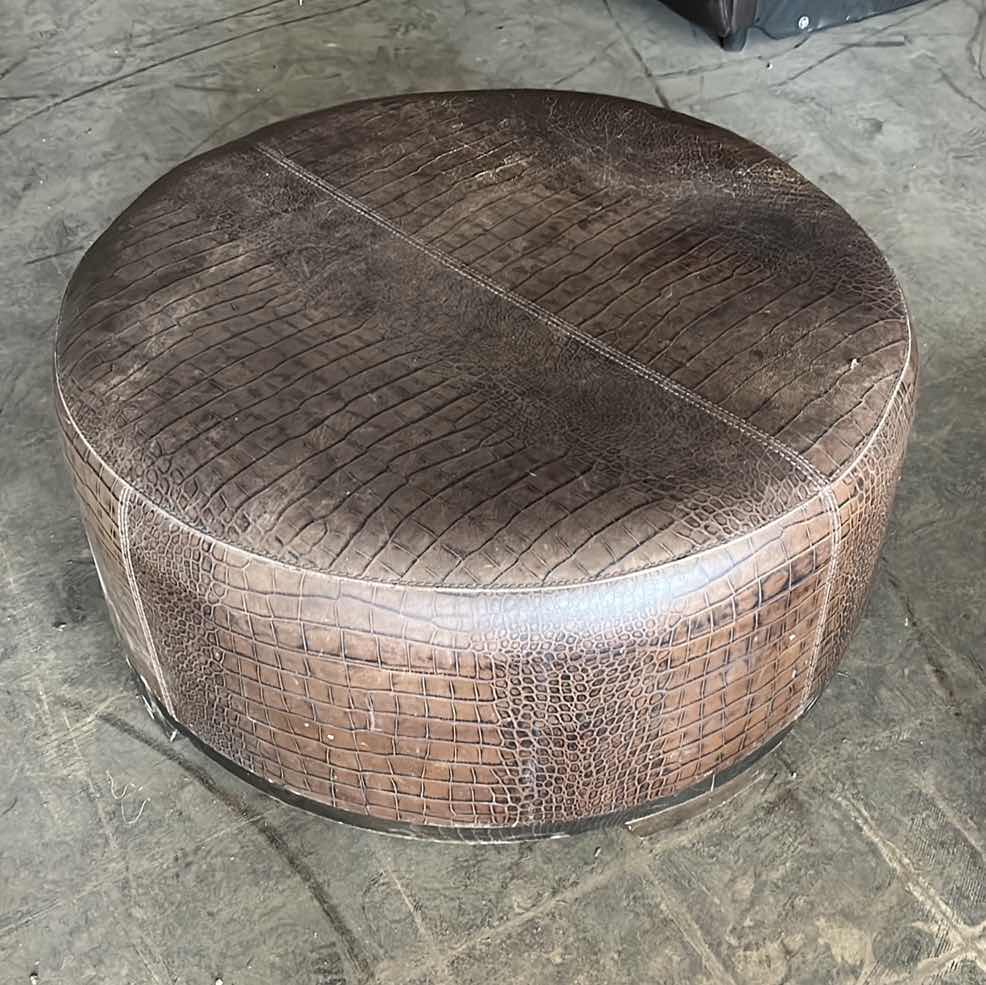 Photo 1 of ROUND LEATHER OTTOMAN 35” x 16”