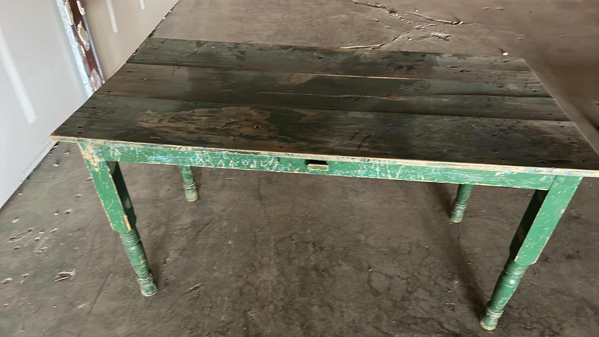 Photo 8 of PAINTED RUSTIC WOOD TABLE 57 1/2“ x 29“ x 31 1/2“ high