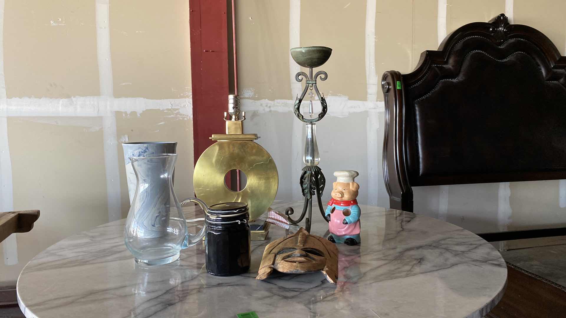 Photo 2 of HOME DECOR ASSORTMENT - LAMP (NO SHADE), CANDLE STICK AND MORE