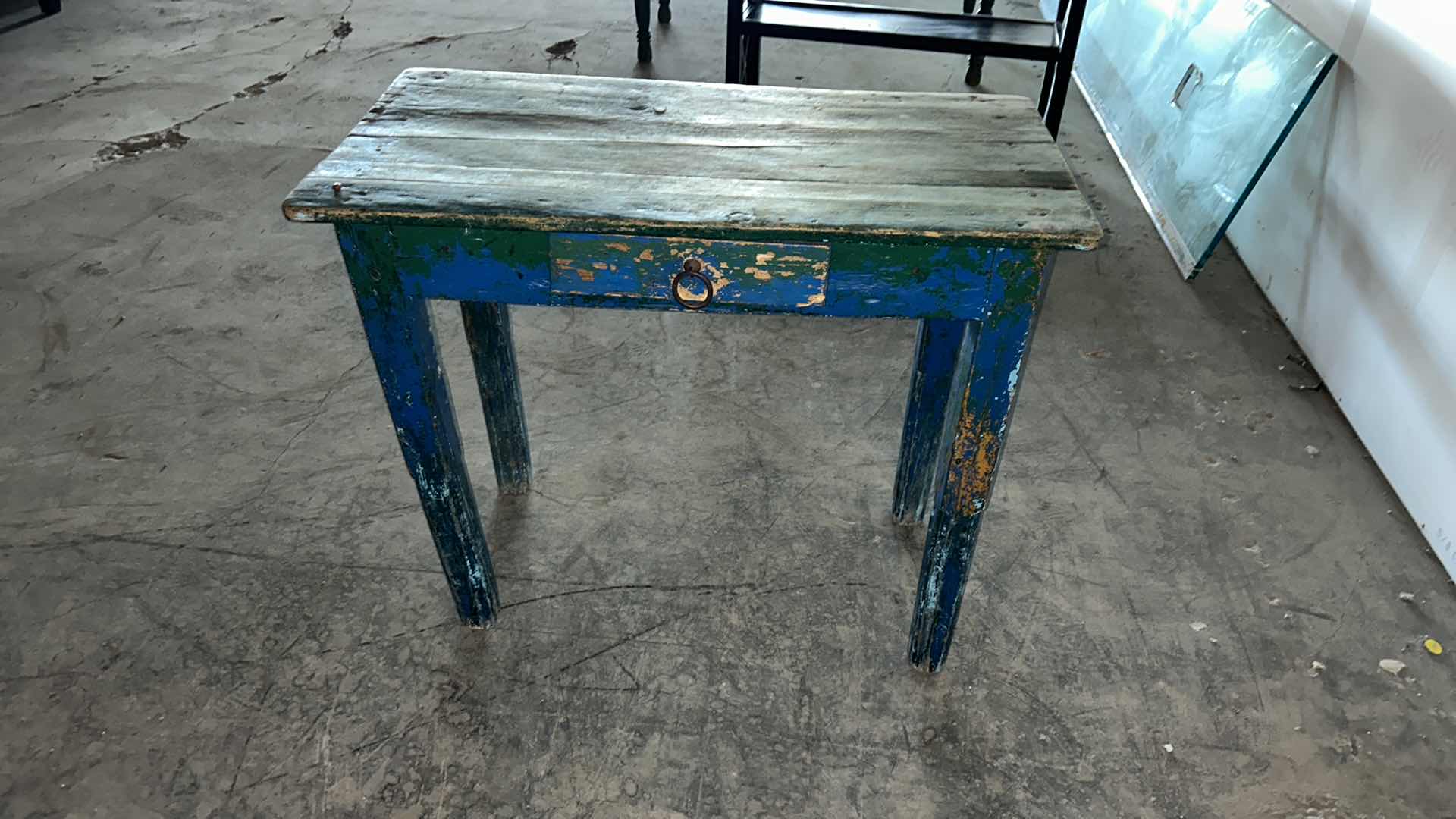 Photo 4 of RUSTIC PAINTED WOOD TABLE 38“ x 20“ x 30 3/4“