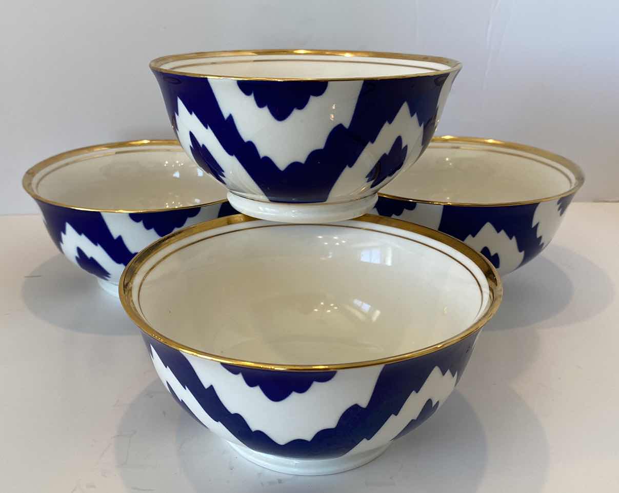 Photo 1 of CONTENTS OF KITCHEN CABINET - 4 GOLD RIMMED GRACE CEREAL BOWLS