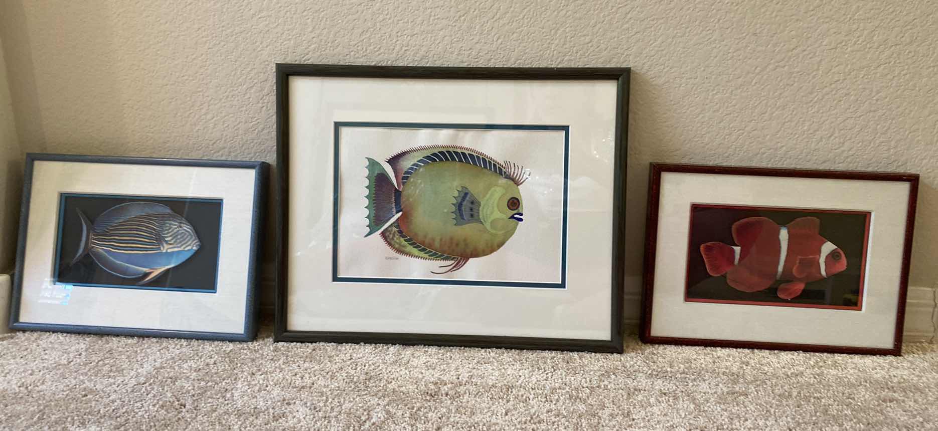 Photo 1 of 3 FRAMED FISH ARTWORK LARGEST 16 1/2” x 13”