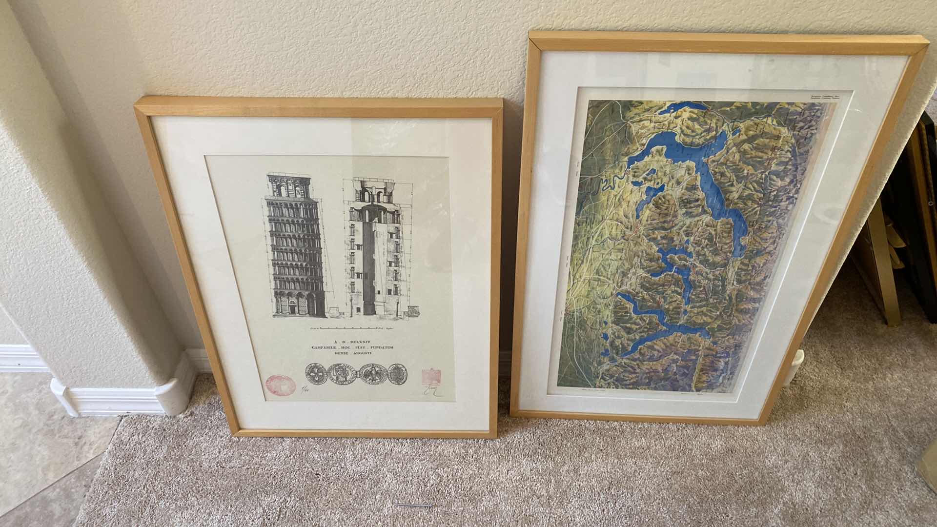 Photo 3 of 3 FRAMED POSTER ARCHITECTURE AND MAP ARTWORK, LARGEST 18 1/2” x 29 1/2”
