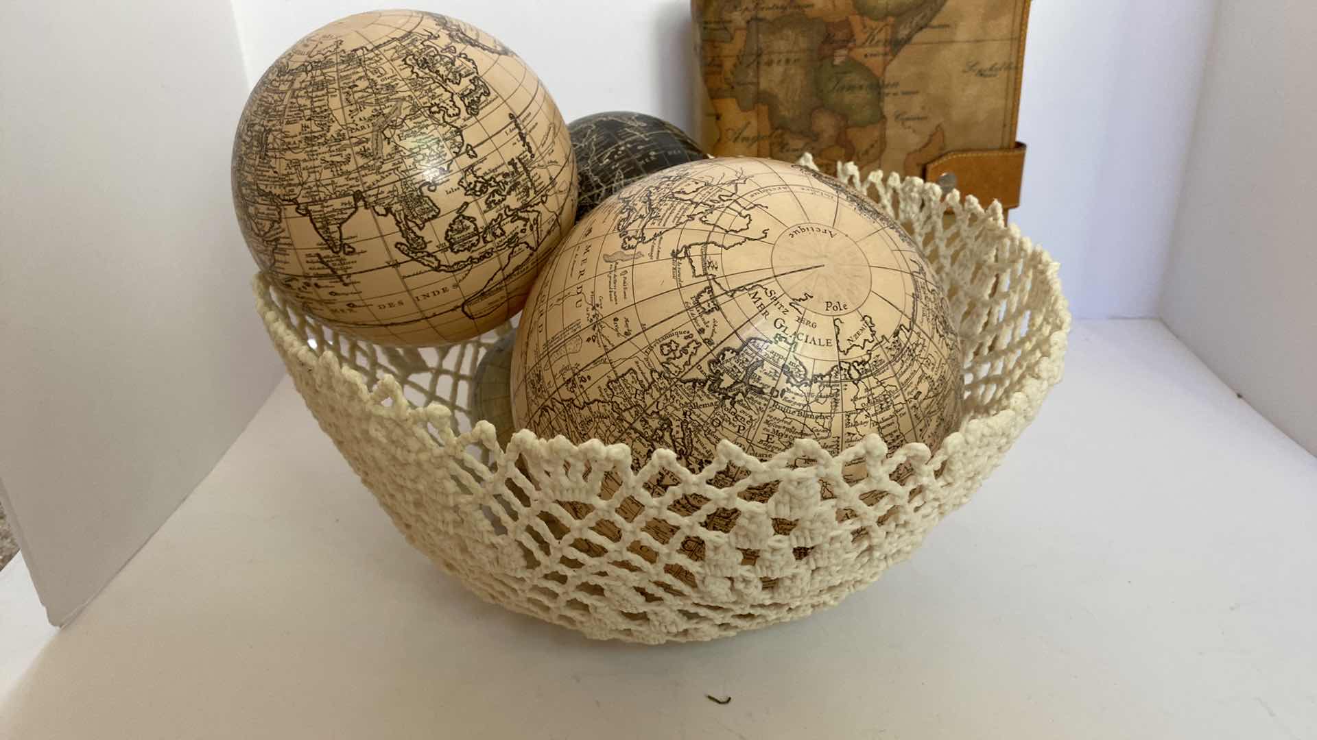 Photo 4 of STRING BASKET WITH GLOBE BALLS (BASKET 13” X 6”) AND HAT WALL DECOR
