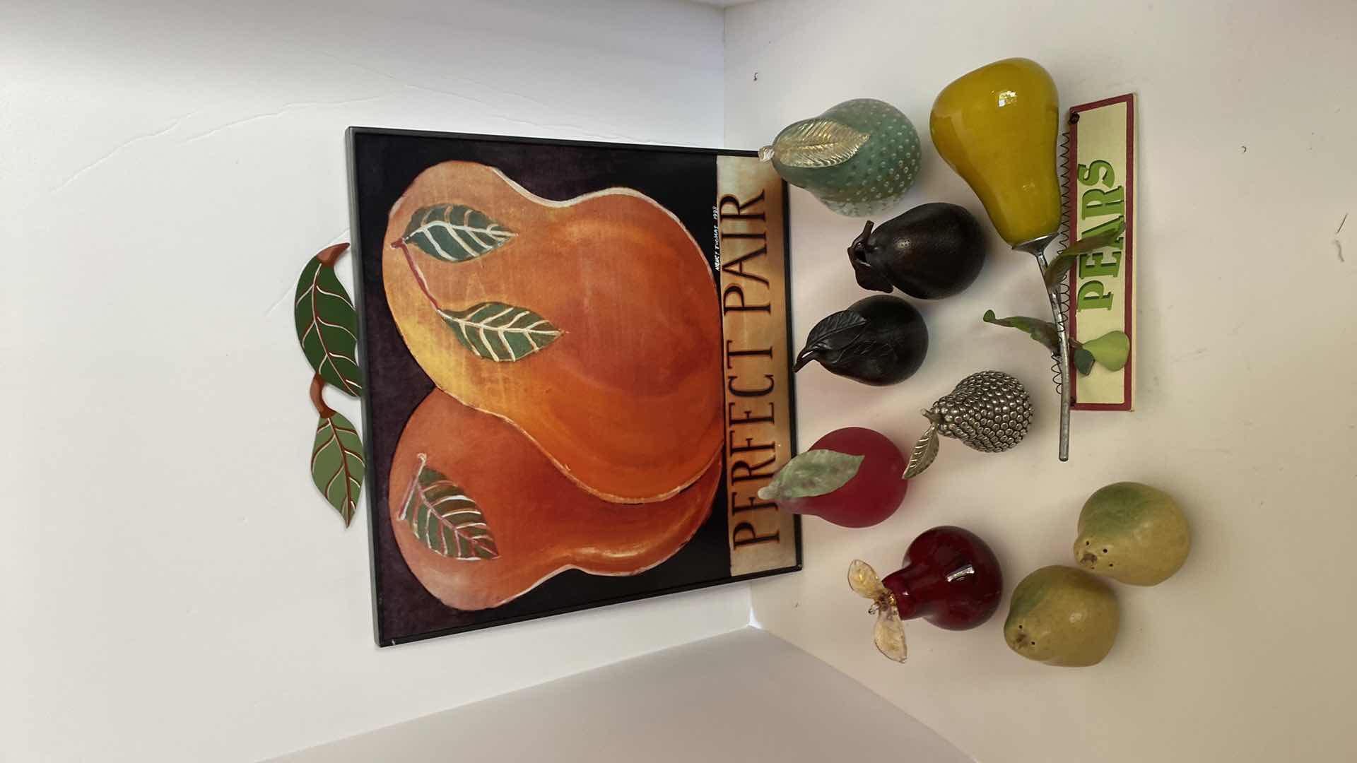 Photo 3 of PEAR COLLECTION - WALL ART 15 1/2“ x 15 1/2“ & CERAMIC AND GLASS PEARS