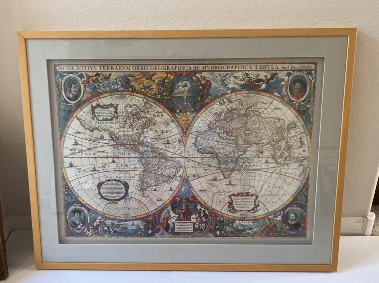 Photo 1 of GOLD FRAMED GLOBE MAP ARTWORK 34” x 27”