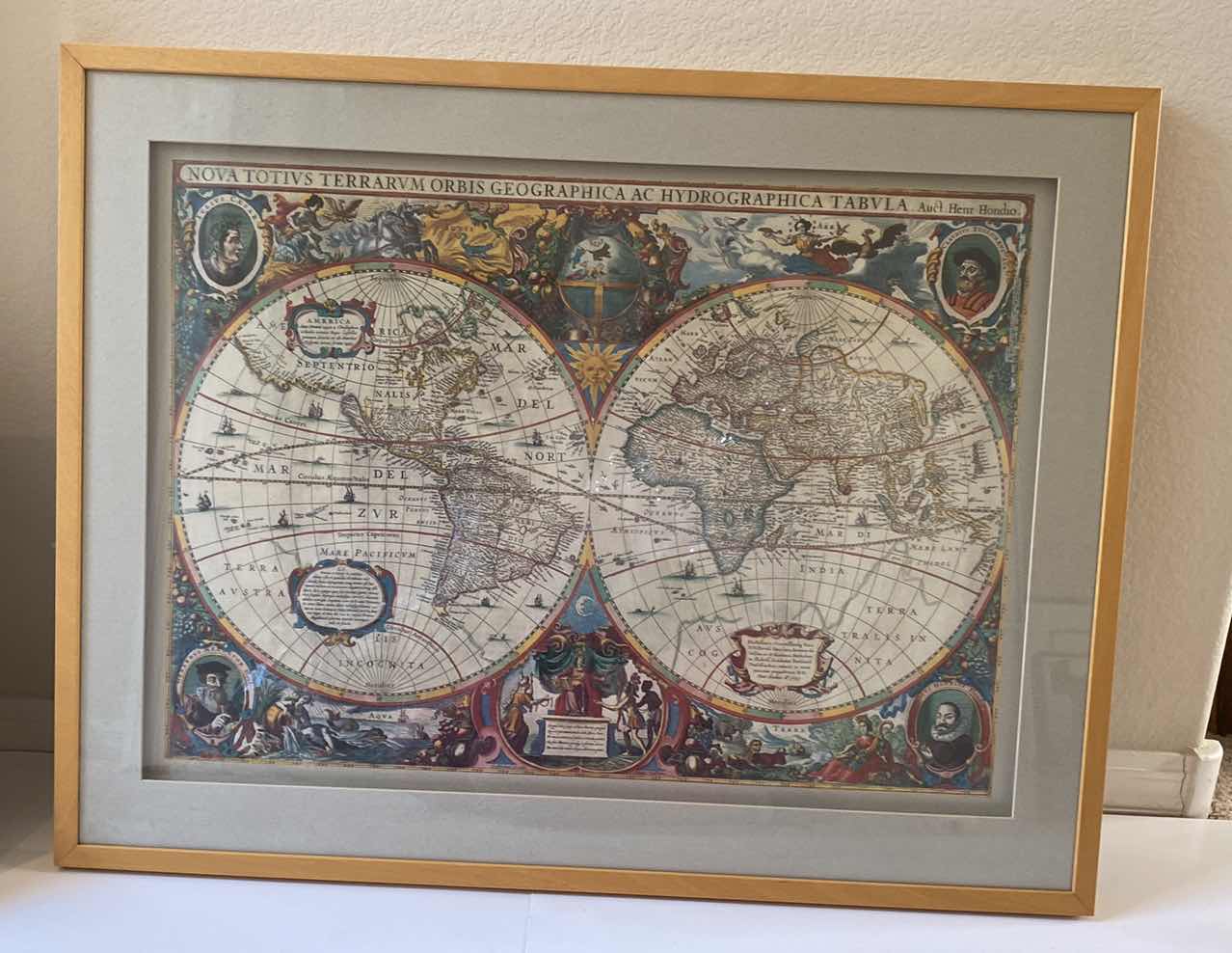 Photo 2 of GOLD FRAMED GLOBE MAP ARTWORK 34” x 27”