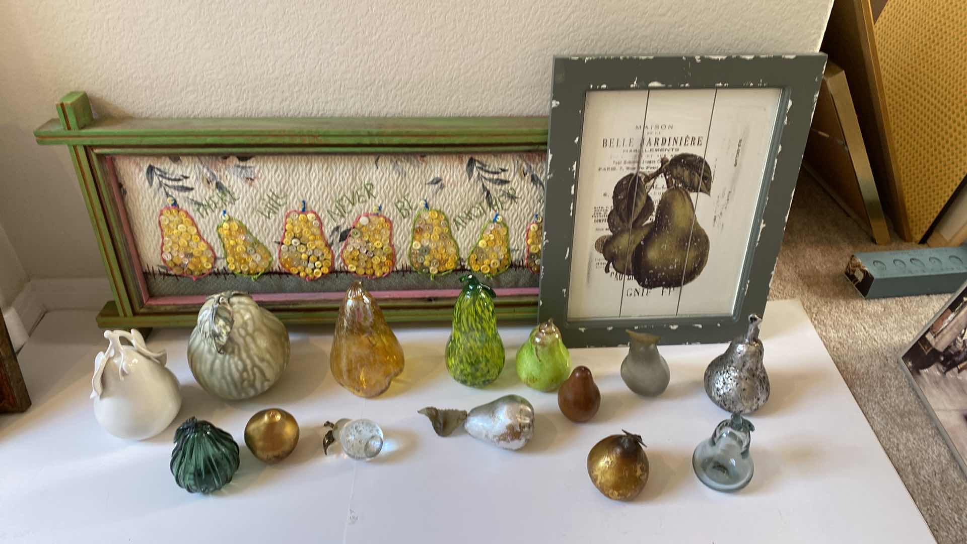 Photo 2 of PEAR COLLECTION LARGEST ARTWORK 15 1/2” x 40”, PEARS ARE GLASS OR CERAMIC