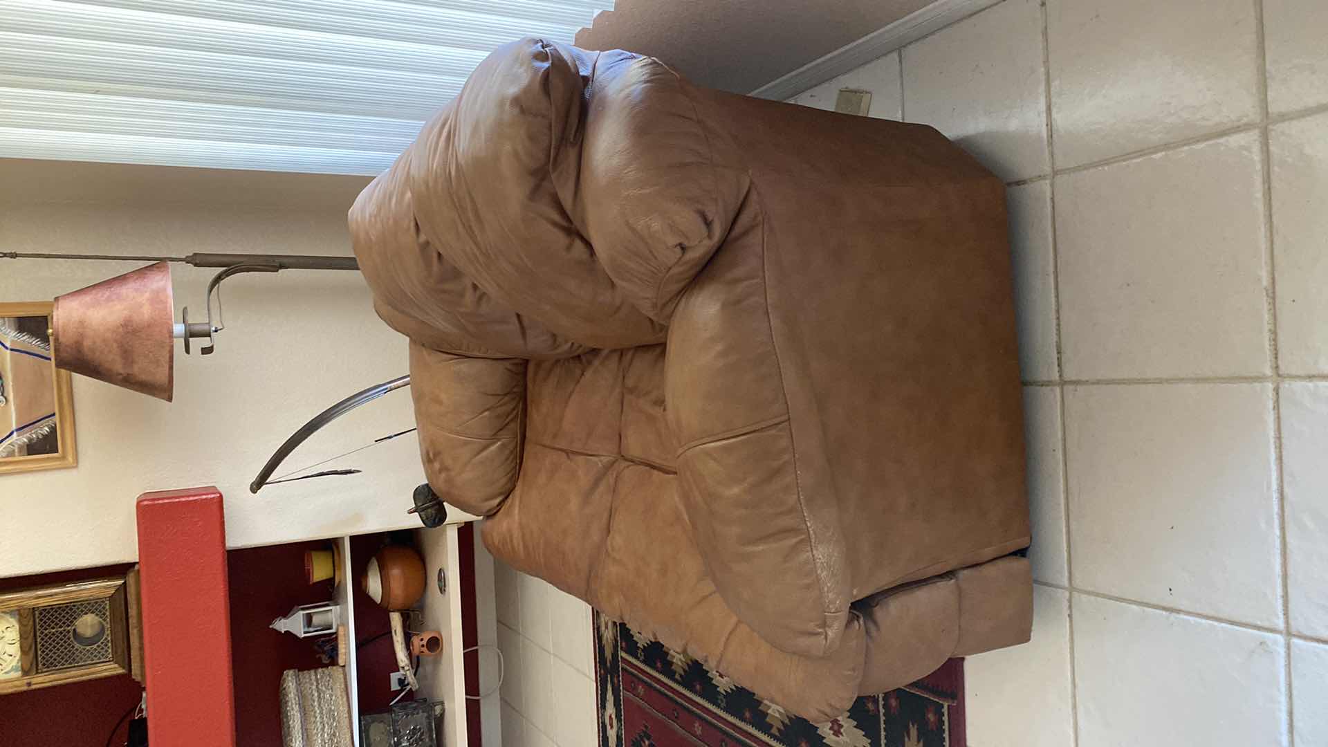 Photo 1 of 67” CAMEL BROWN LEATHER LOVESEAT (MATCHING SOFA SOLD SEPARATELY)