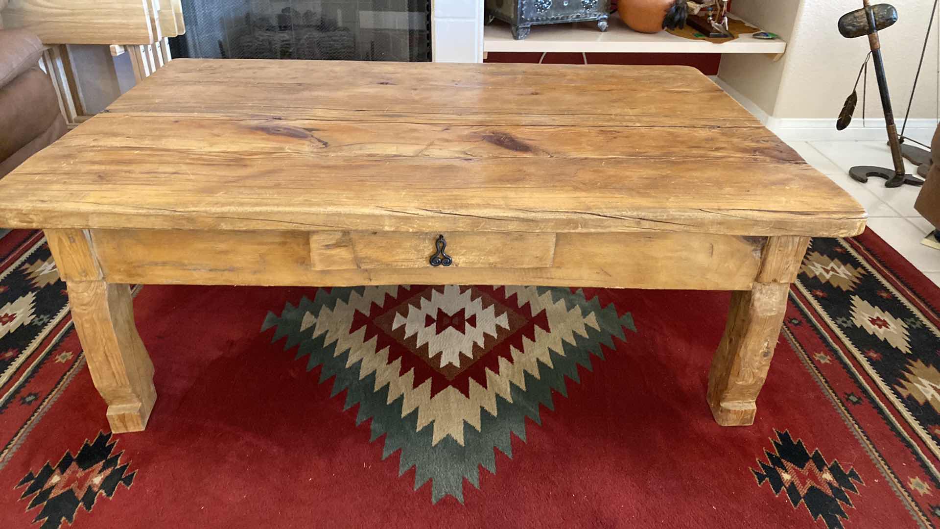 Photo 2 of VINTAGE KNOTTY PINE COFFEE TABLE WITH 1 DRAWER 48“ x 32” H 18”