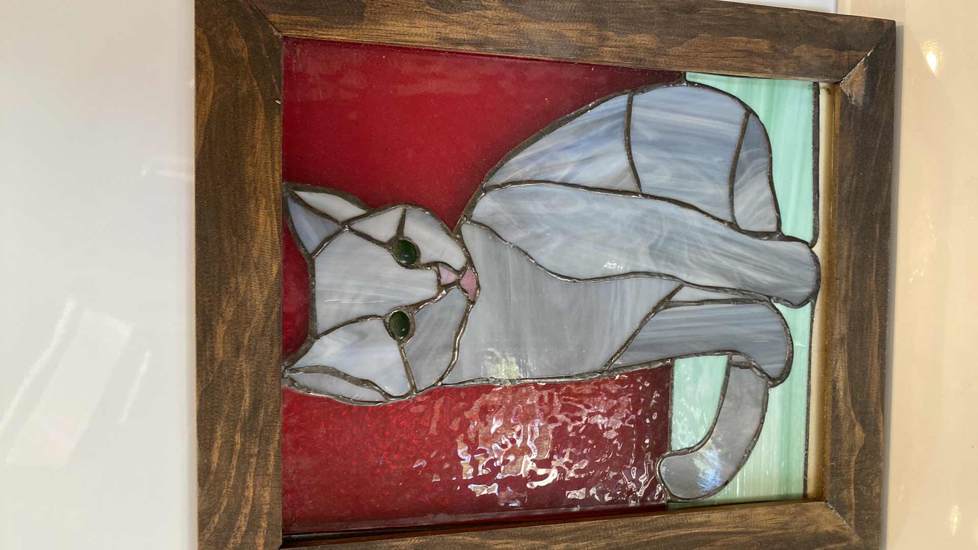 Photo 1 of FRAMED STAINED GLASS CART ARTWORK 12 1/2” x 15”