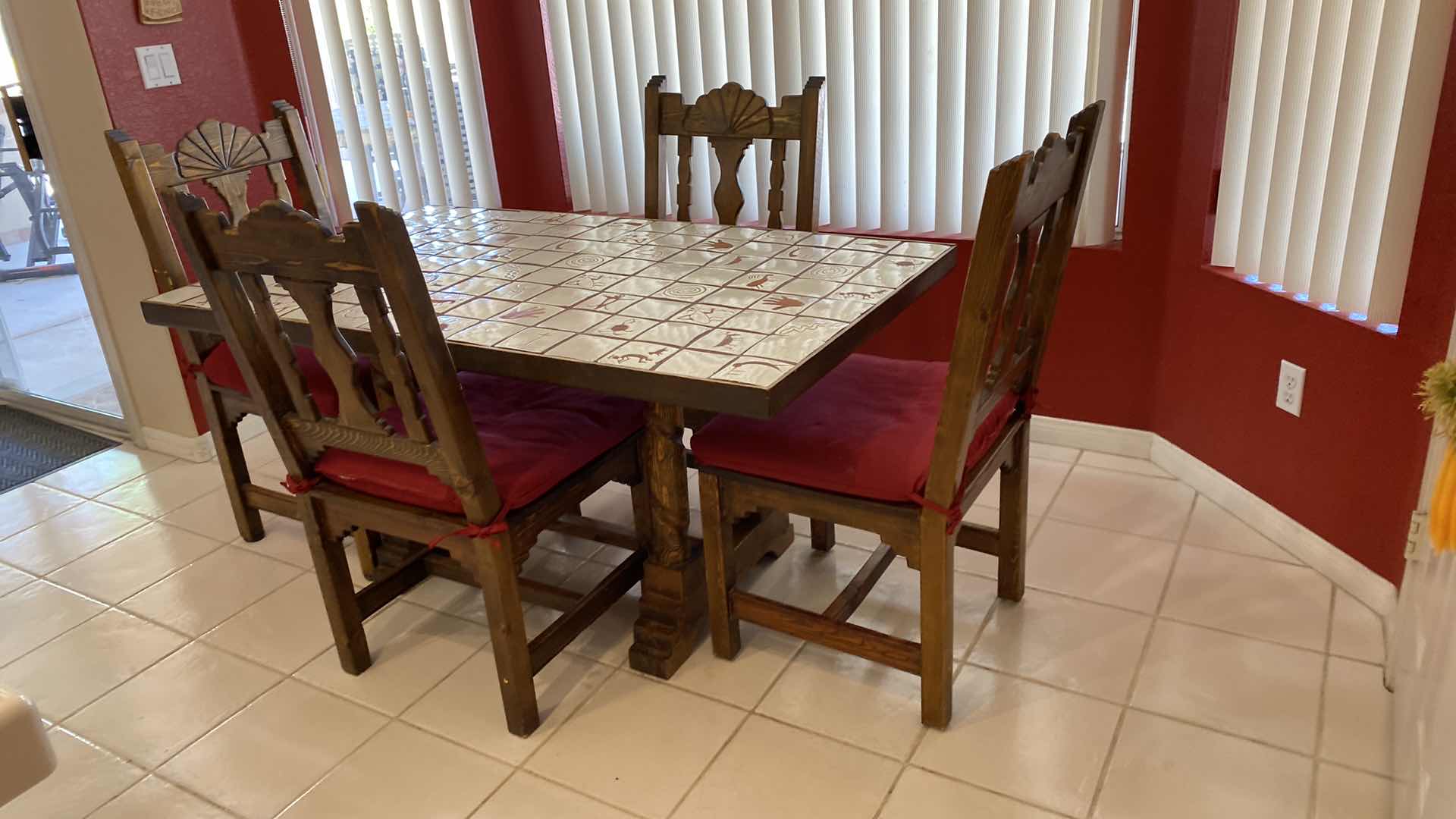 Photo 3 of VINTAGE SOUTHWEST DINING TABLE WITH 4 CHAIRS. TOLE TOP CUSTOM MADE 61” x 35” H 30”