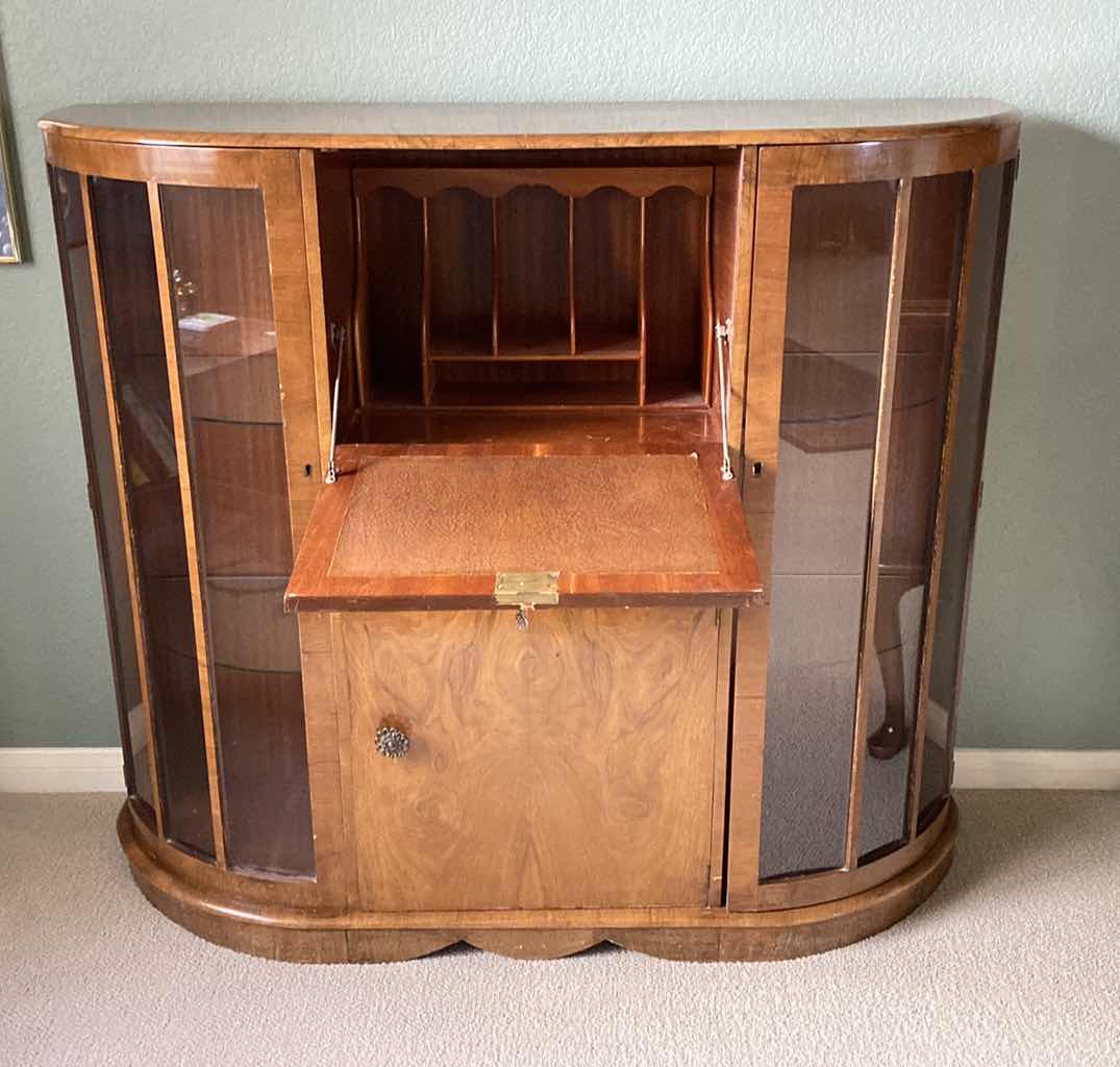 Photo 1 of ANTIQUE SECRETARY WITH CURVED GLASS 50” x 15” H 44”