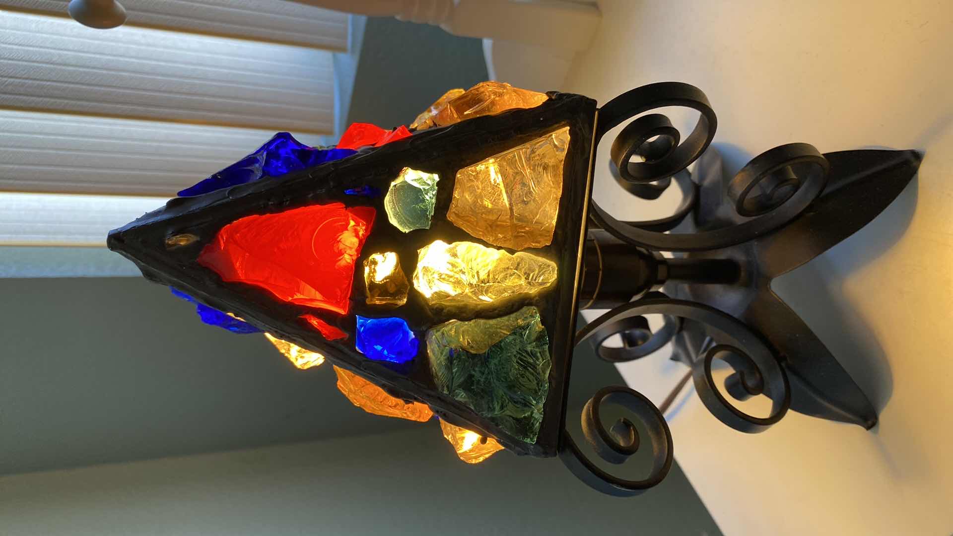 Photo 2 of UNIQUE COLORED GLASS SHADE LAMP H 12”