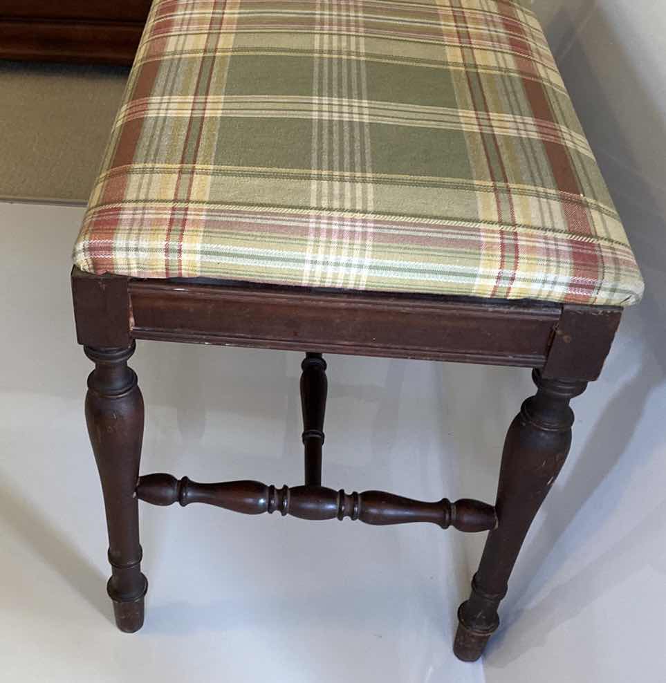 Photo 3 of PLAID UPHOLSTERED BENCH 23“ x 14“ H 18”