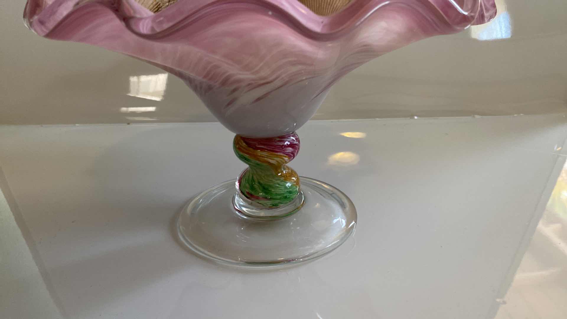 Photo 1 of ART GLASS WITH SEA SHELLS 12” x 7 1/2”