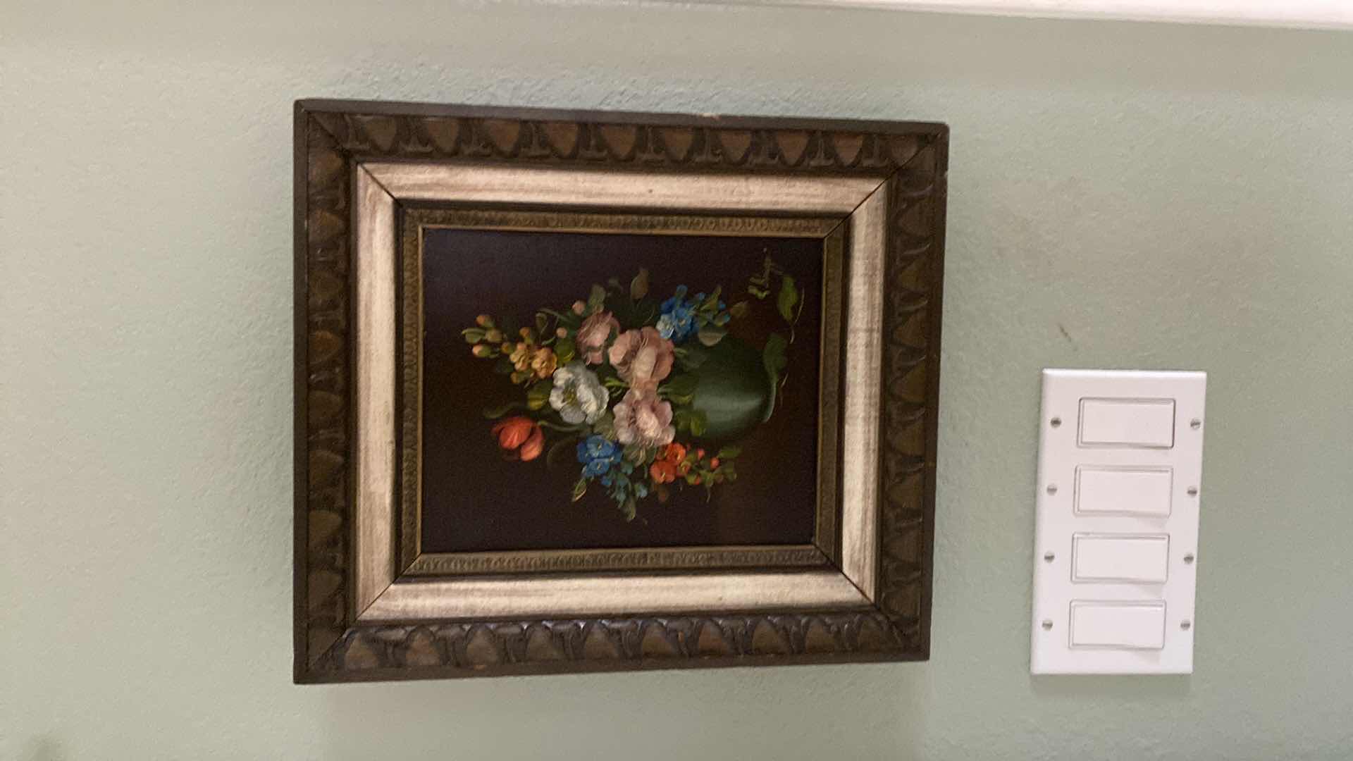 Photo 1 of FRAMED FLORAL ON CANVAS SIGNED 13” x 15”