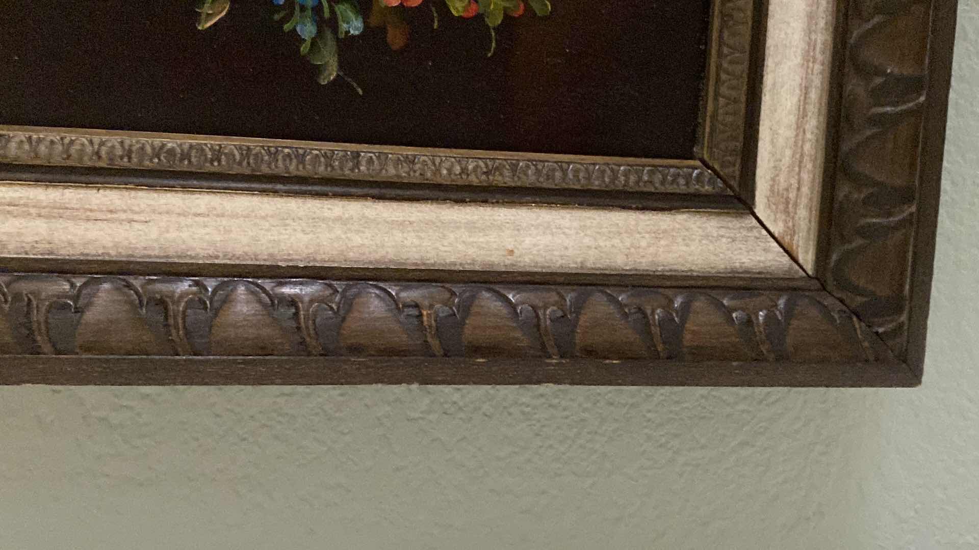 Photo 1 of FRAMED FLORAL ON CANVAS SIGNED 13” x 15”