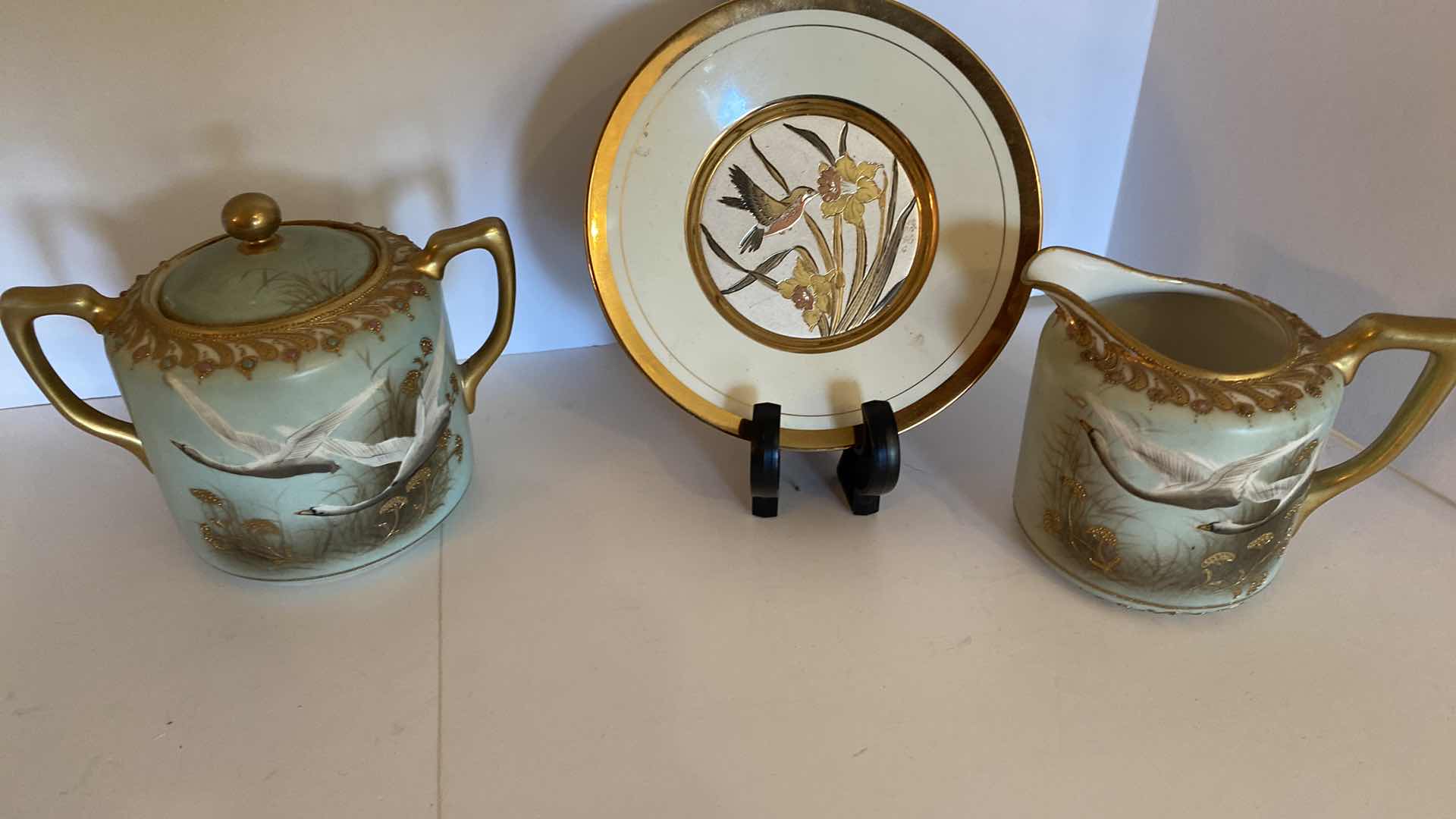 Photo 4 of 6 STOUFFERS HAND PAINTED GOLD RIMMED 6 1/2” DISHES AND NIPPON CREAM AND SUGAR