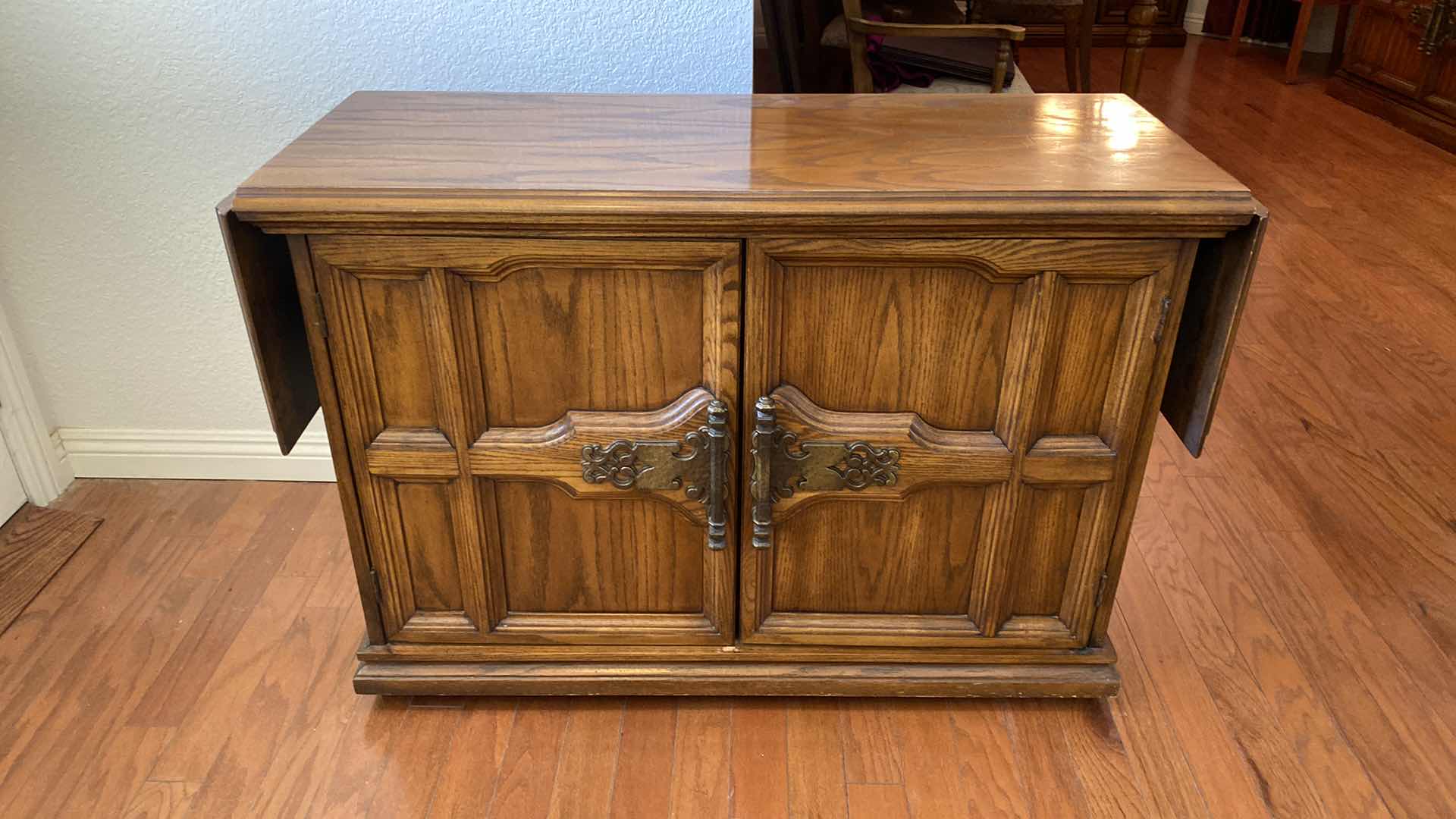 Photo 3 of VINTAGE OAK BAR CART CLOSED MEASUREMENT 42“ x 18 1/2“ H 30”