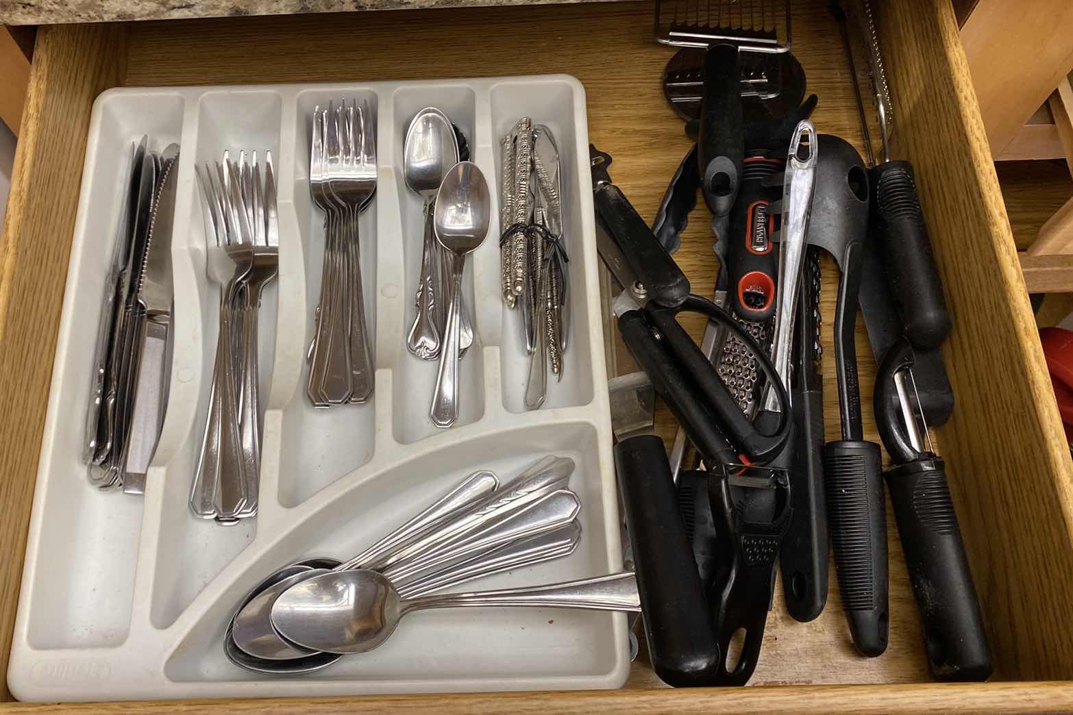 Photo 1 of CONTENTS OF KITCHEN CABINET SILVERWARE AND COOKING UTENSILS