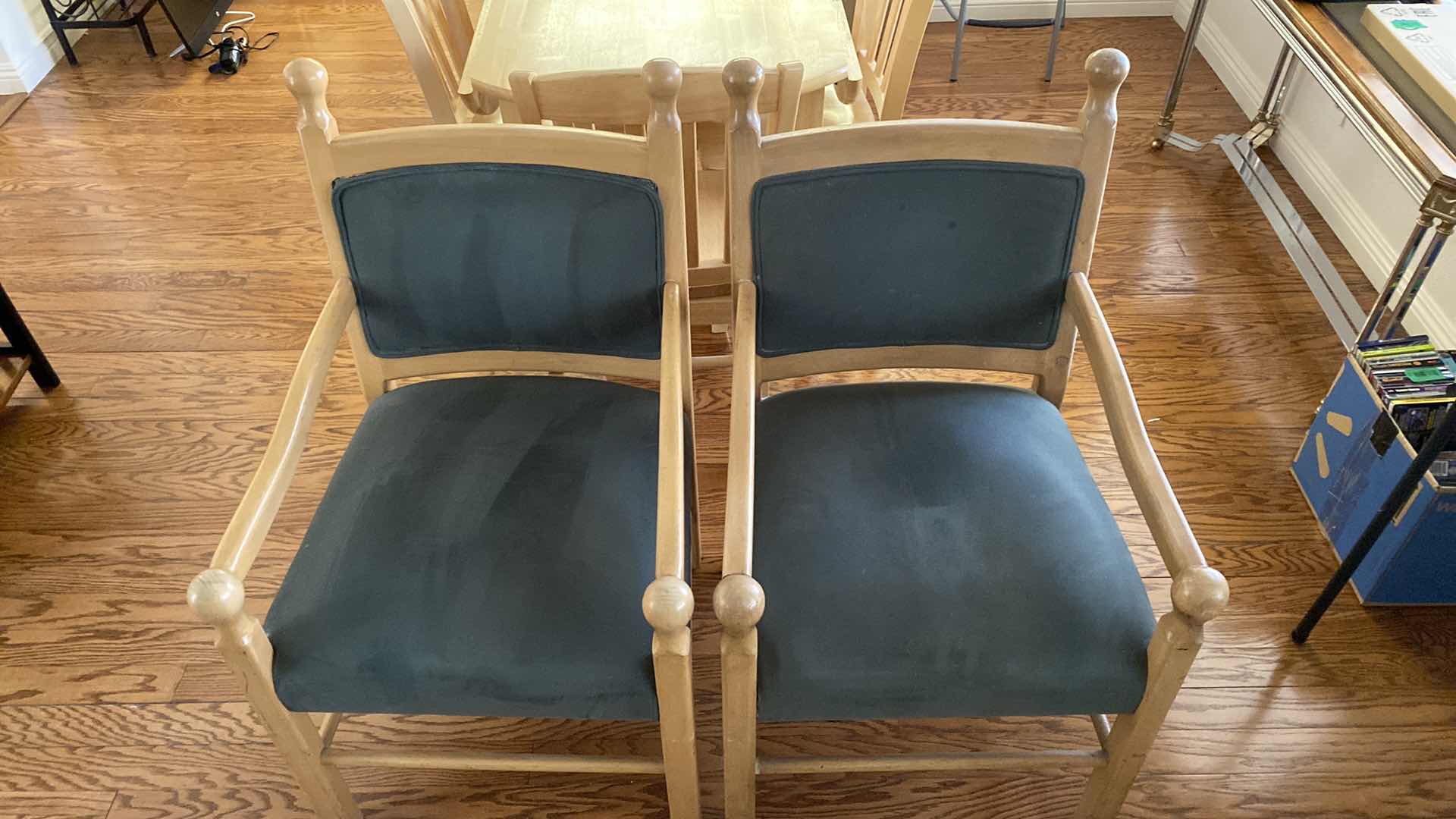 Photo 2 of PAIR OF WOOD AND FAUX LEATHER CHAIRS